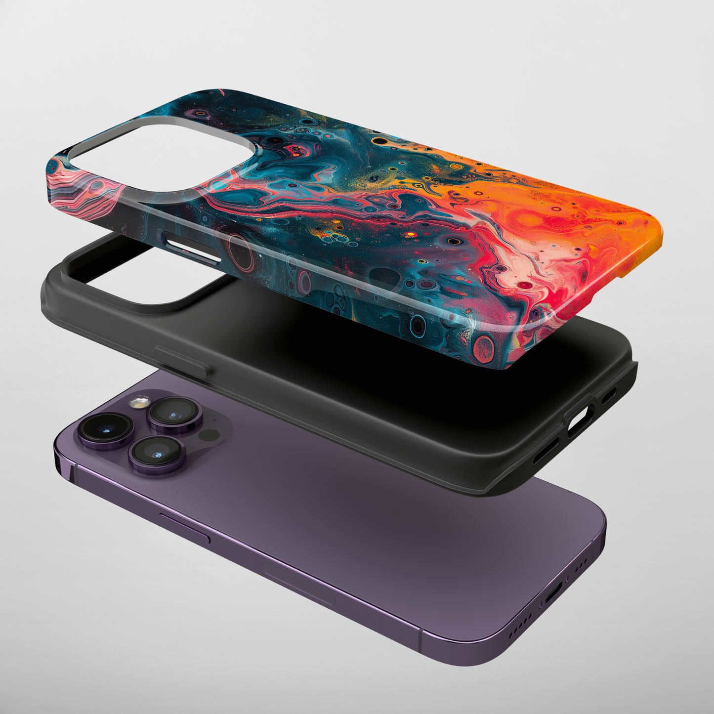 Galactic Swirl (iPhone Case 11-15)Elevate your iPhone's protection and style with RimaGallery's Psychedelic swirls of galaxy colors on a protective phone case On case, featuring dual-layer defense anRimaGallery