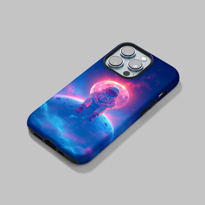 Lunar Dreamer (iPhone Case 11-15)Elevate your iPhone's protection and style with RimaGallery's Astronaut sitting on a moon against a cosmic backdrop On case, featuring dual-layer defense and a sleekRimaGallery