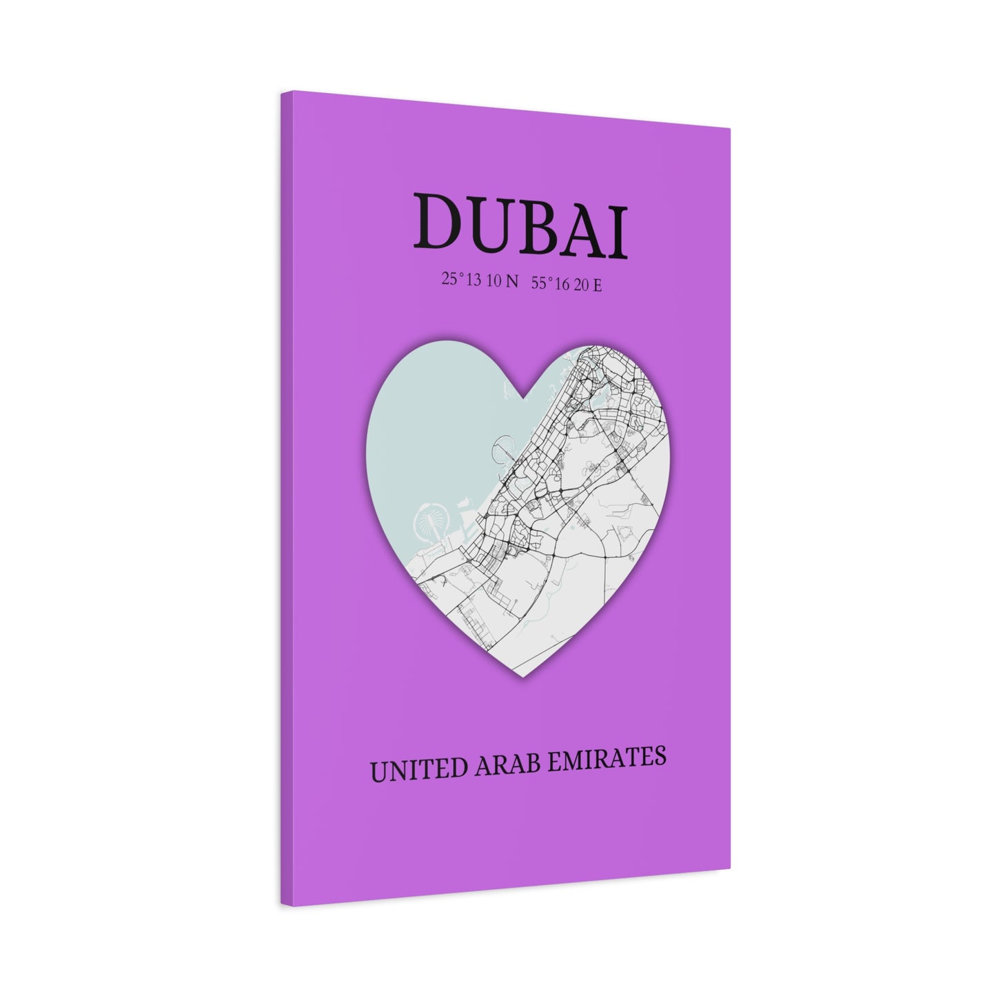 Dubai Heartbeat - Purple (Canvas)Dubai map on a lavender canvas with a heart cutout. Shop now for innovative products designed to enhance your digital lifestyle. Fast shipping!RimaGallery