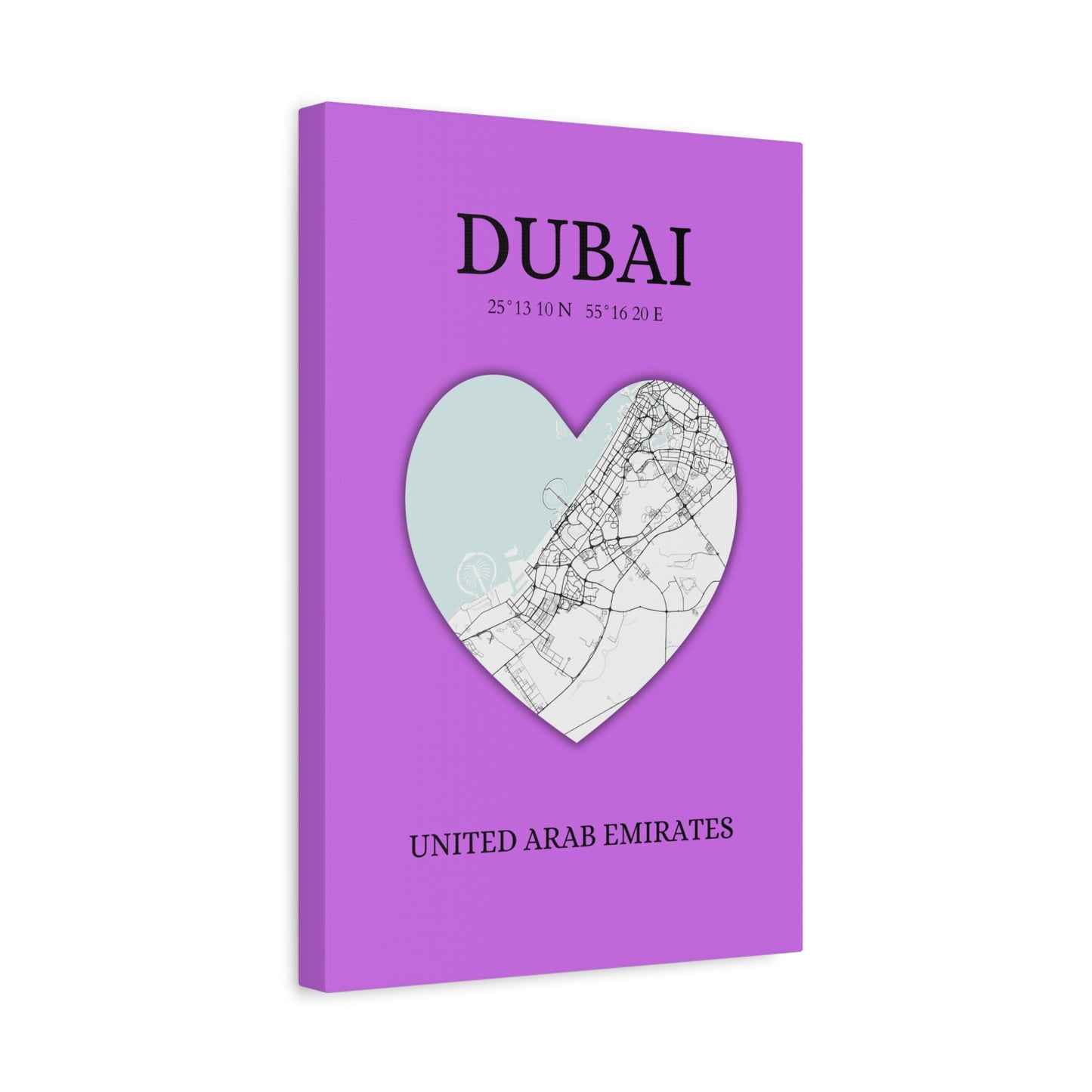 Dubai Heartbeat - Purple (Canvas)Dubai map on a lavender canvas with a heart cutout. Shop now for innovative products designed to enhance your digital lifestyle. Fast shipping!RimaGallery