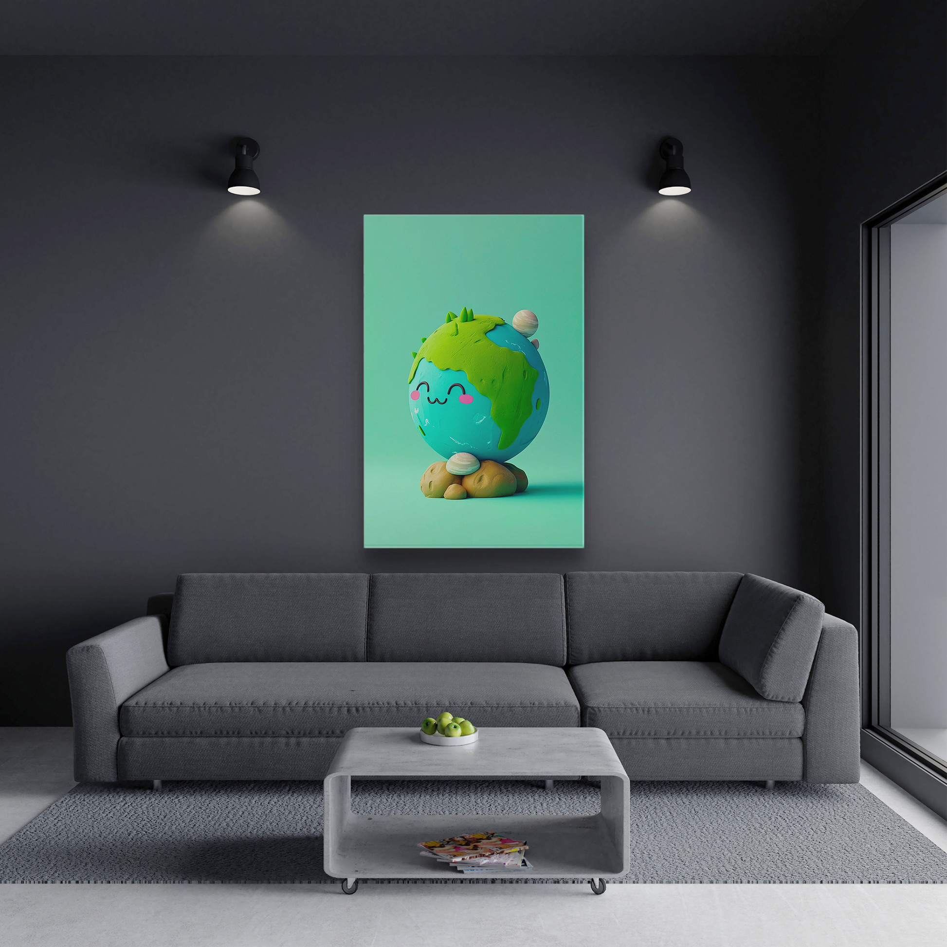 Adorable clay earth (Canvas)Discover Tangerine Grid at RimaGallery: a premium, eco-friendly canvas celebrating quality and sustainability. Elevate your space with vibrant, lasting art.RimaGallery
