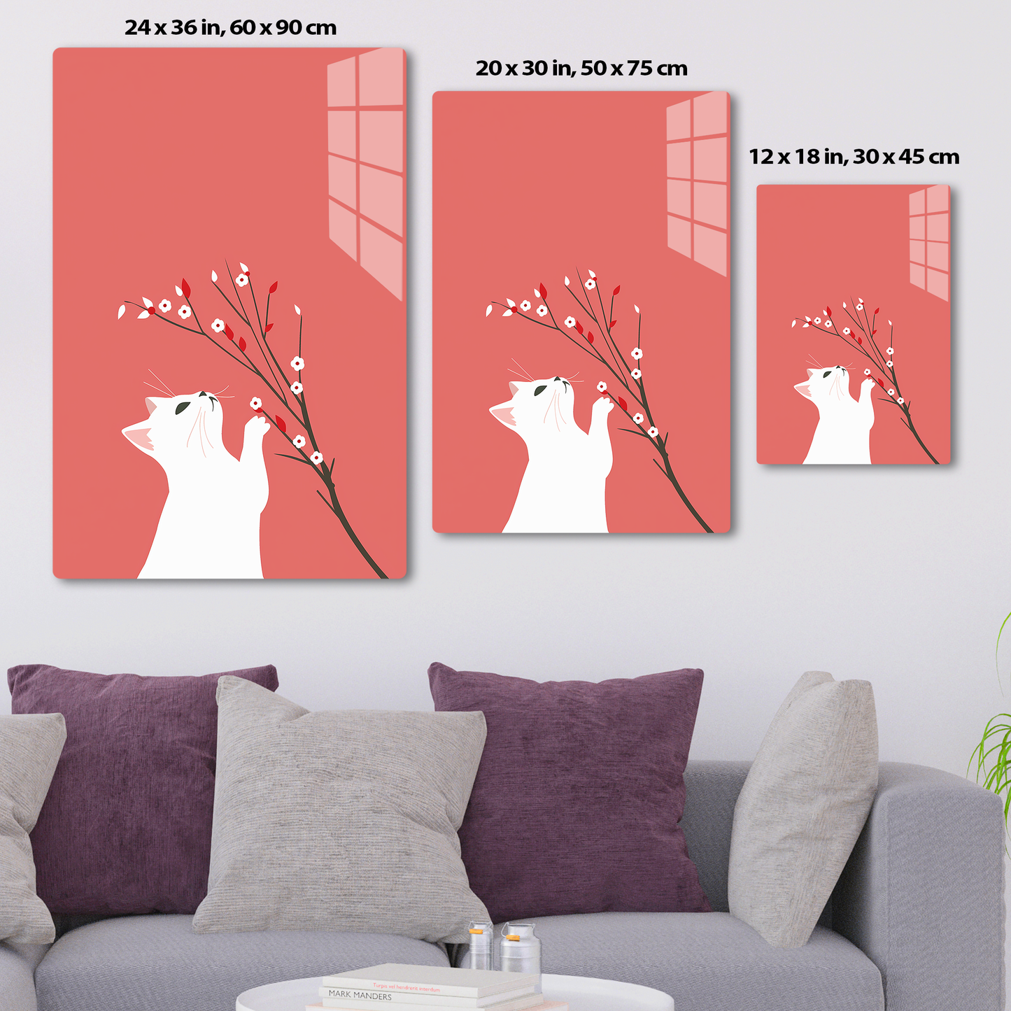 Floral Feline (Acrylic)Step into the universe with an Playful cat interacting with delicate flowers on a coral. Acrylic art from RimaGallery. Experience the cosmos in your home with vibranRimaGallery