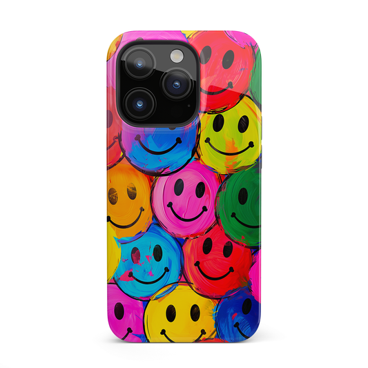 Colorful Smiley Face (iPhone MagSafe Case)Elevate your iPhone's protection and style with RimaGallery's Colorful smiley face on iphone MagSafe Case against a dark backdrop. Enjoy dual-layer defense, vibrant RimaGallery