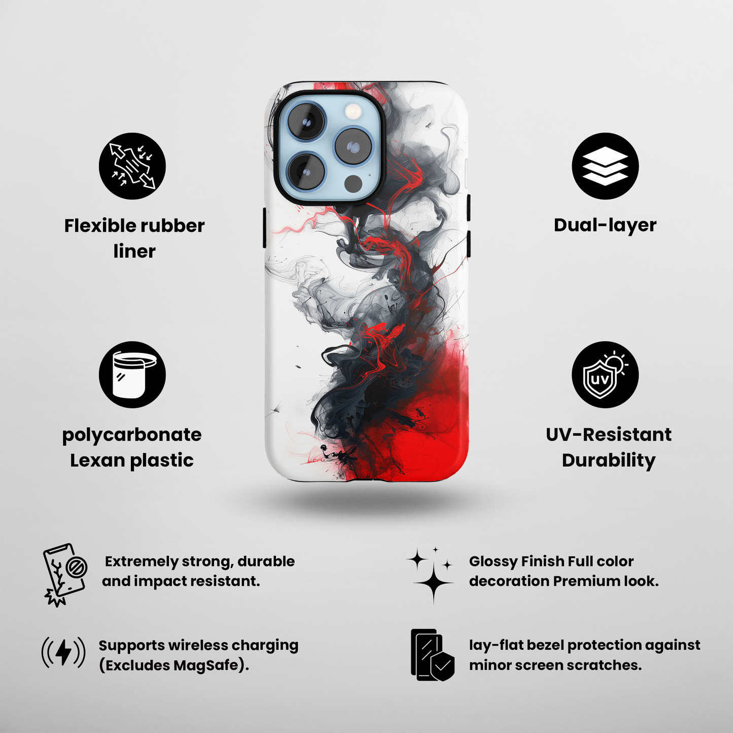 Scarlet Shadows (iPhone Case 11-15)Elevate your iPhone experience with RIMA's Tough Phone Case, designed for iPhone 11 to 15 include modles pro and max. Double-layer defense and premium materials provRimaGallery