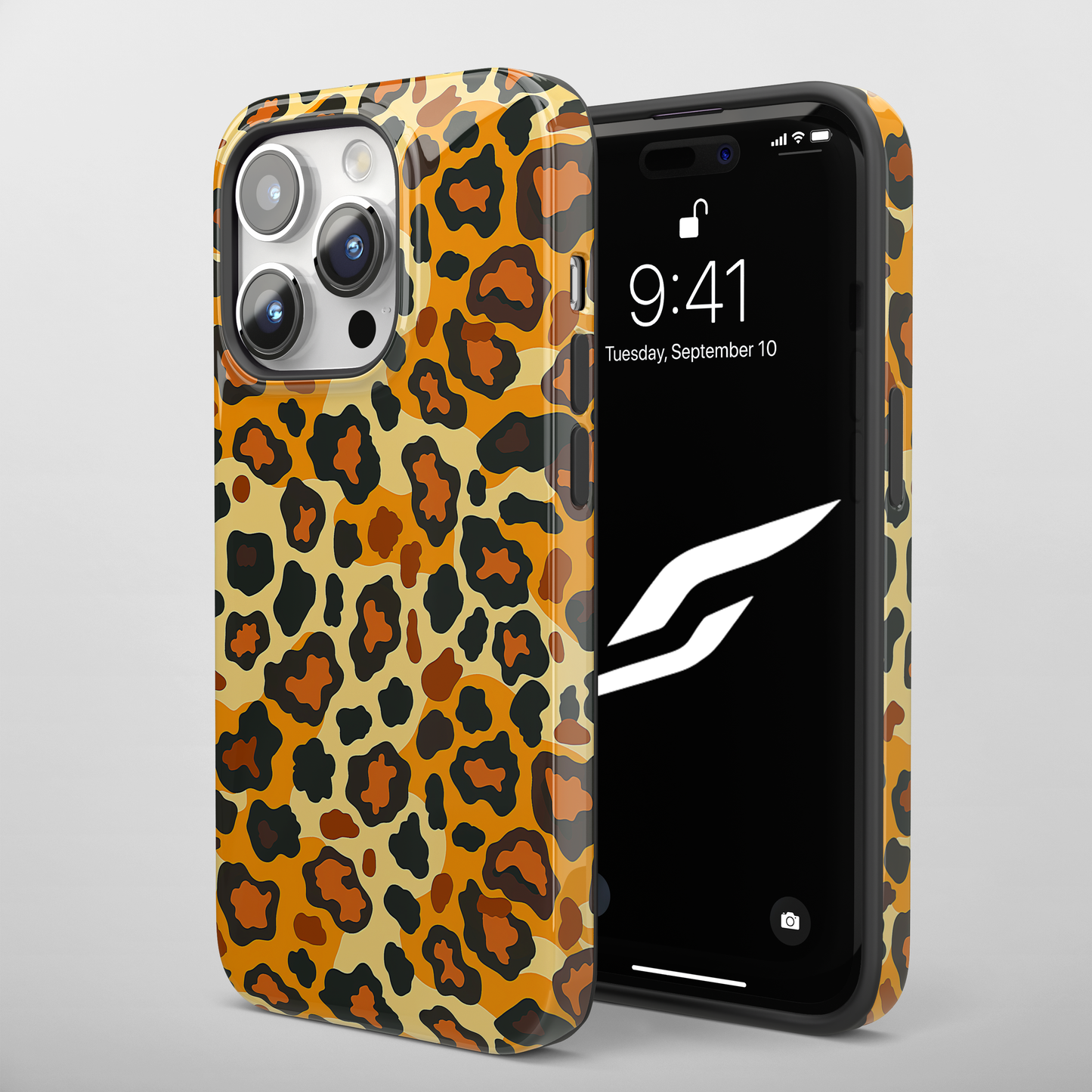 Safari Chic (iPhone Case 11-15)Elevate your iPhone's protection and style with RimaGallery's Trendy animal print pattern with teal accents On case, featuring dual-layer defense and a sleek, glossyRimaGallery