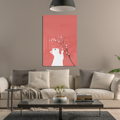 Floral Feline (Acrylic)Step into the universe with an Playful cat interacting with delicate flowers on a coral. Acrylic art from RimaGallery. Experience the cosmos in your home with vibranRimaGallery