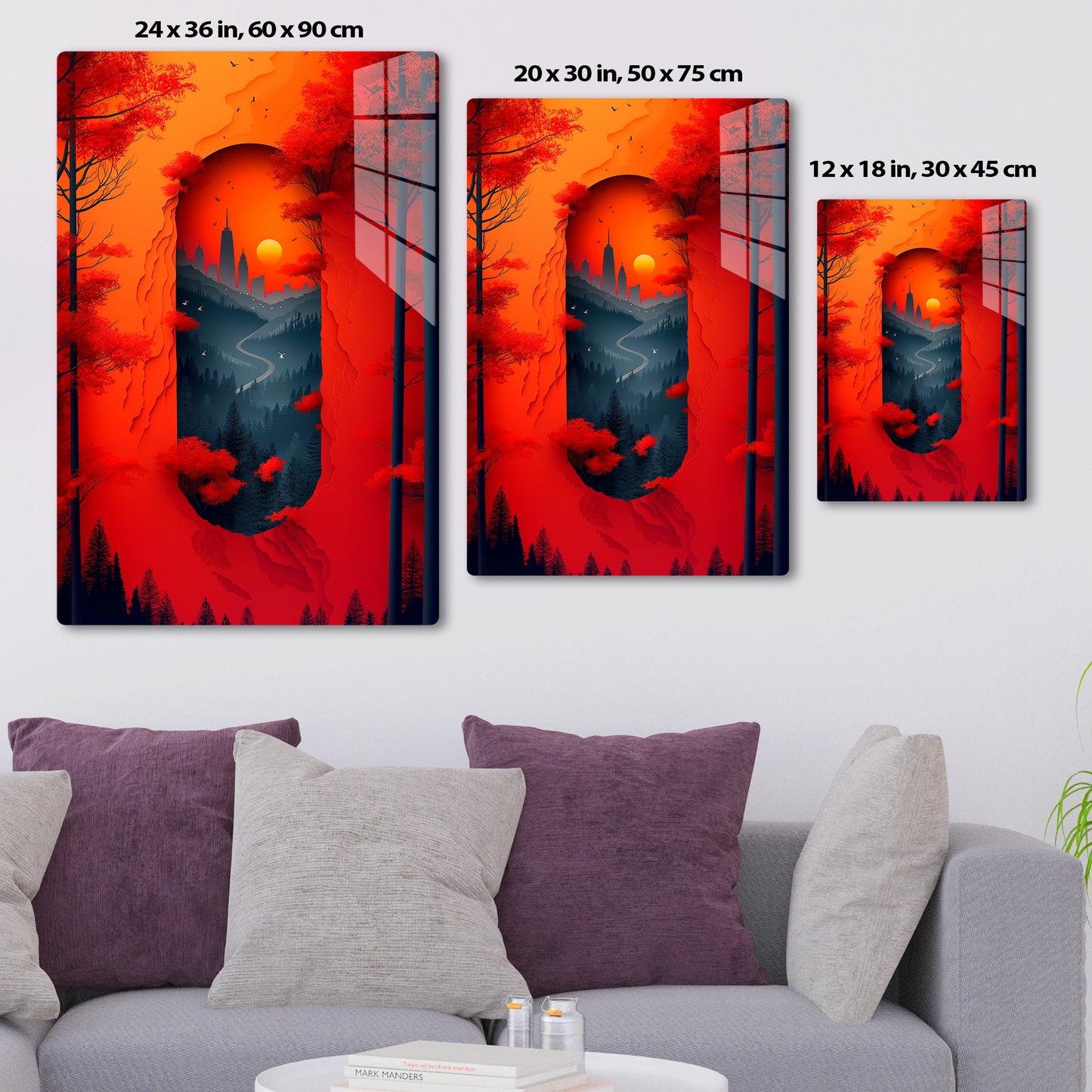 Red Leafy Cityscape (Acrylic)Step into the universe with Red forest and castle Acrylic art from RimaGallery. Experience the cosmos in your home with vibrant, ethically crafted art. Free shippingRimaGallery