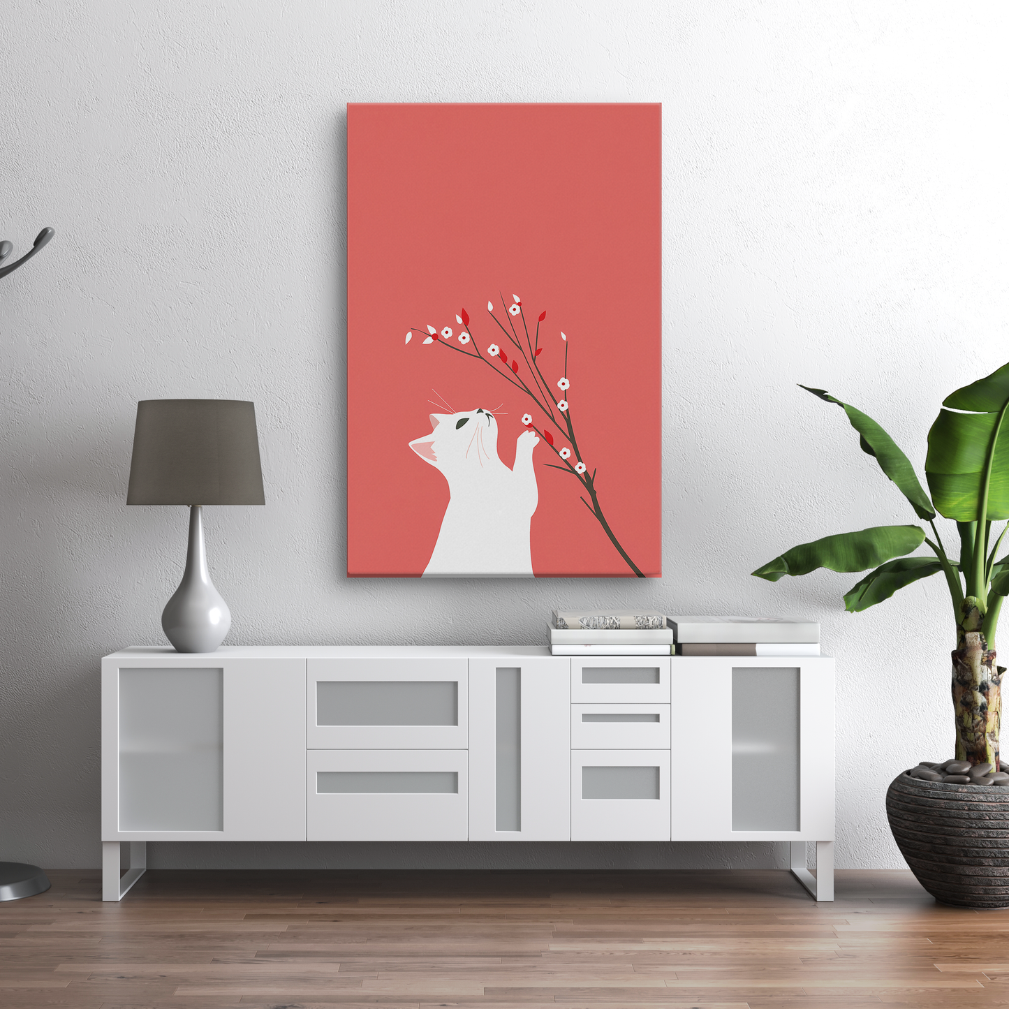 Floral Feline (Canvas)Playful cat interacting with delicate flowers on a coral on canvas prints. Shop now for innovative products designed to enhance your digital lifestyle. Fast shippingRimaGallery