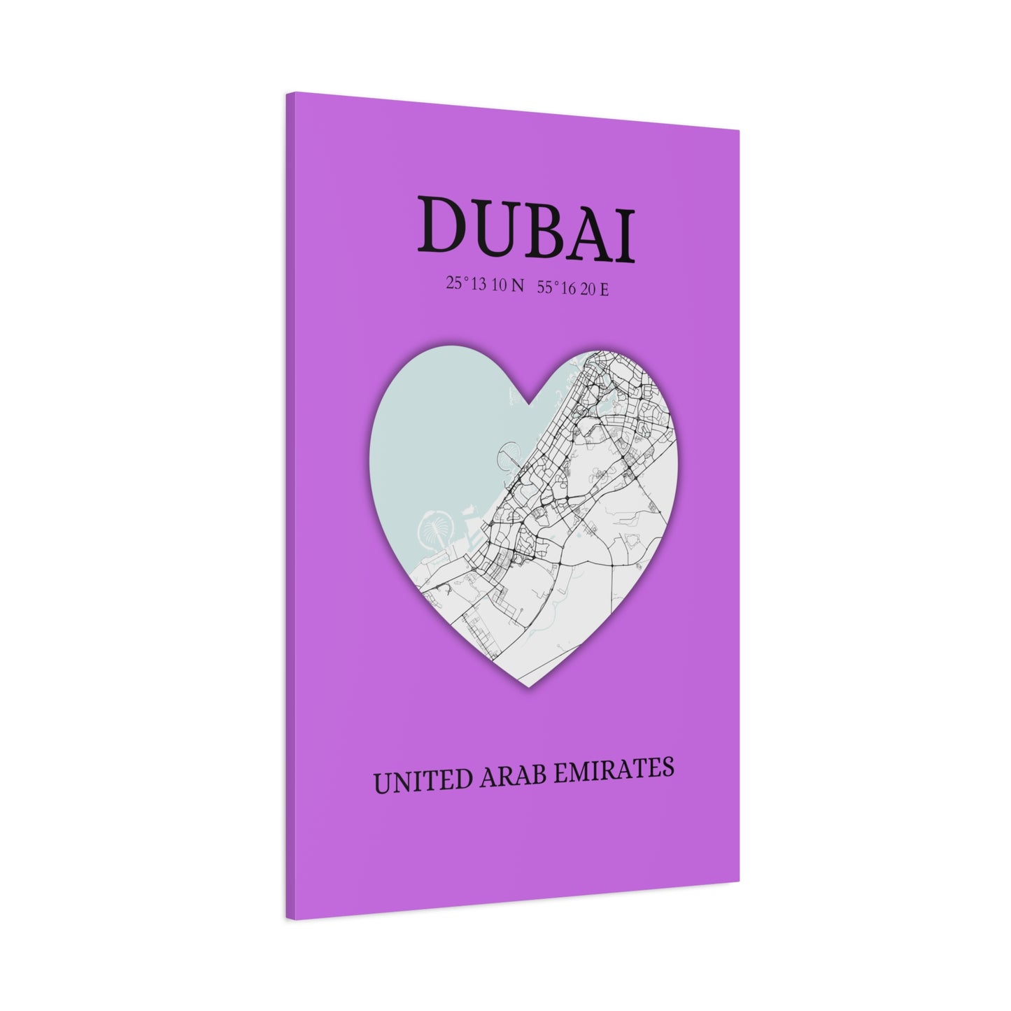 Dubai Heartbeat - Purple (Canvas)Dubai map on a lavender canvas with a heart cutout. Shop now for innovative products designed to enhance your digital lifestyle. Fast shipping!RimaGallery