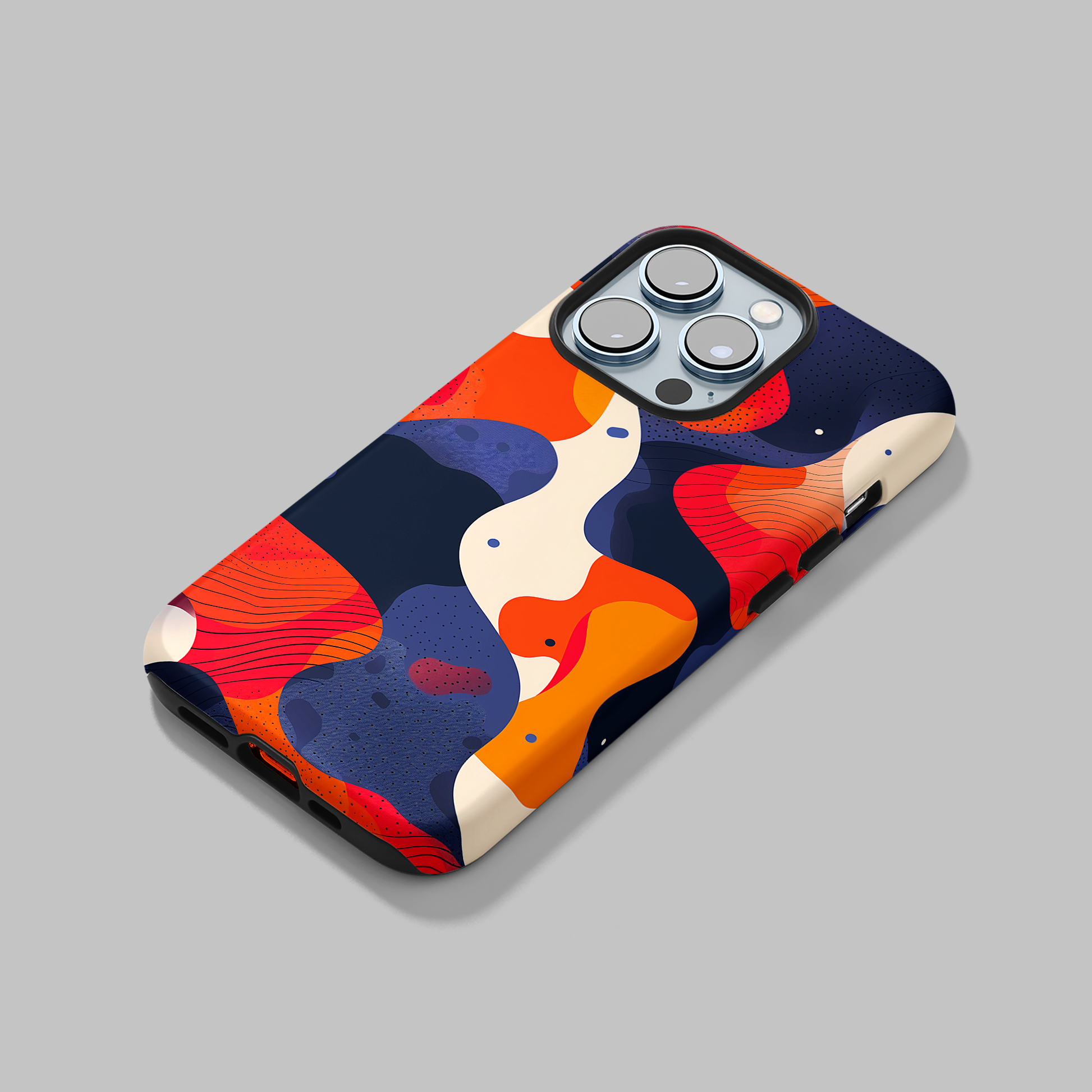 Colorflow Canvas (iPhone Case 11-15)Elevate your iPhone's protection and style with RimaGallery's Abstract flowing shapes in a bold color palette On case, featuring dual-layer defense and a sleek, glosRimaGallery