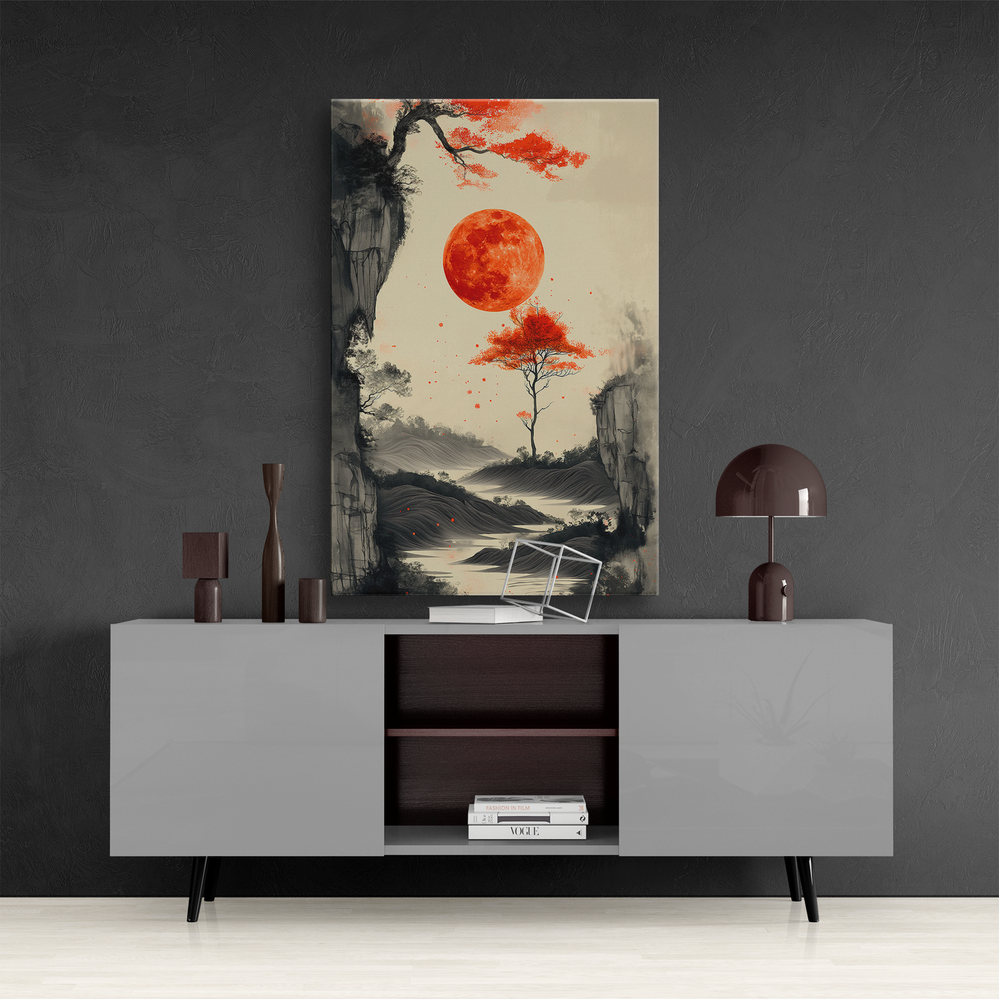 Scarlet Moonrise (Canvas)Ethereal landscape with a vivid red moon canvas print. Shop now for innovative products designed to enhance your digital lifestyle. Fast shipping!RimaGallery