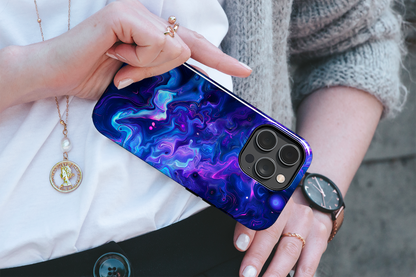 Nebula Swirl (iPhone Case 11-15)Elevate your iPhone's protection and style with RimaGallery's TVibrant cosmic swirls in a nebula palette On case, featuring dual-layer defense and a sleek, glossy fiRimaGallery