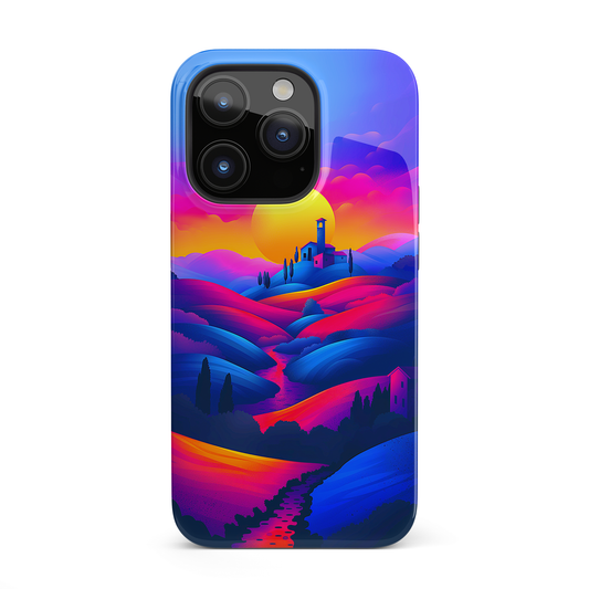 Sunset Serenity (iPhone MagSafe Case)Elevate your iPhone's protection and style with RimaGallery's Vivid sunset over rolling hills illustrated on iphone MagSafe Case against a dark backdrop. Enjoy dual-RimaGallery