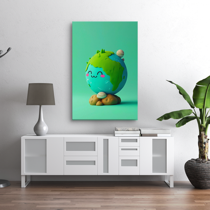 Adorable clay earth (Canvas)Discover Tangerine Grid at RimaGallery: a premium, eco-friendly canvas celebrating quality and sustainability. Elevate your space with vibrant, lasting art.RimaGallery