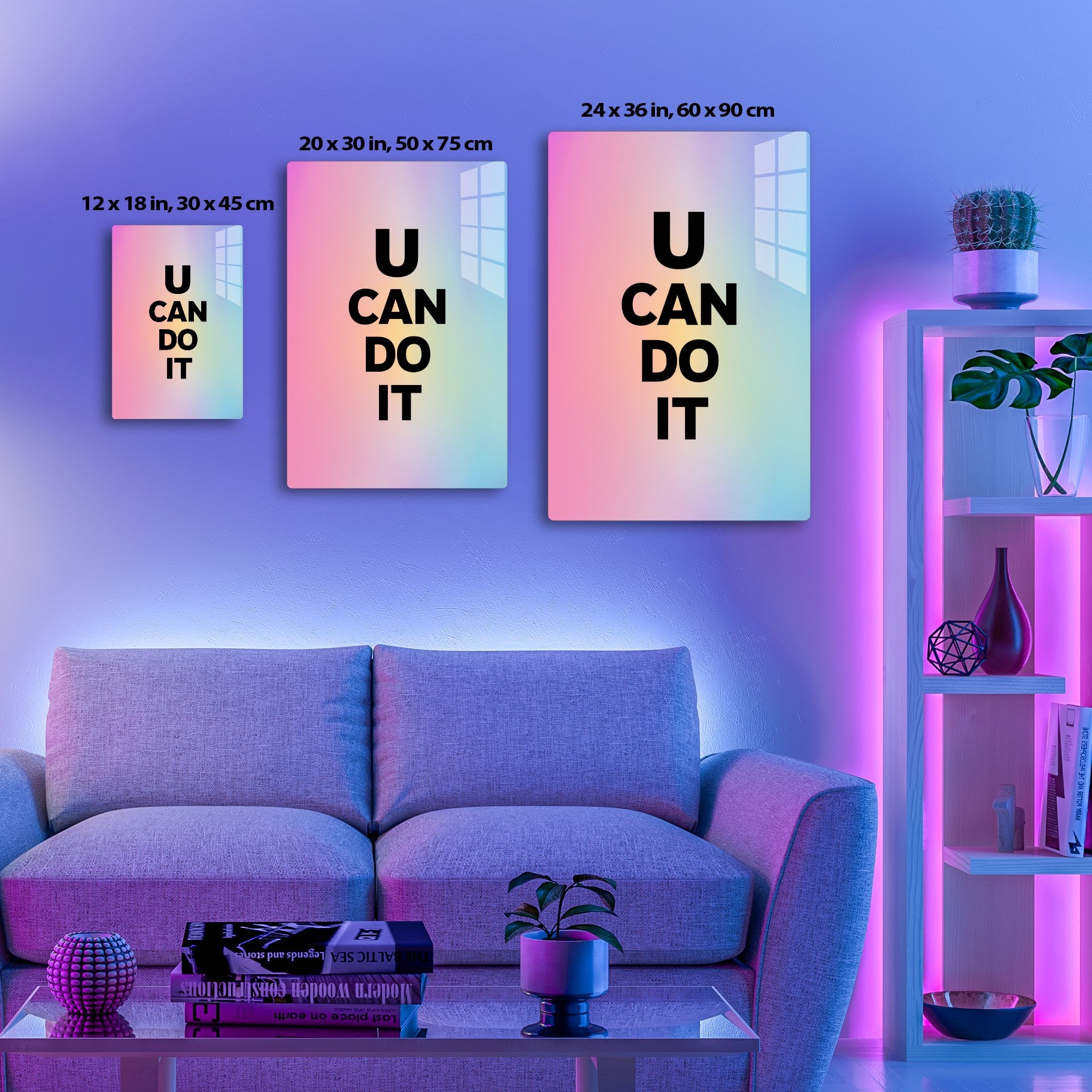 U CAN DO IT text in bold black letters against a gradient pink and blue background
