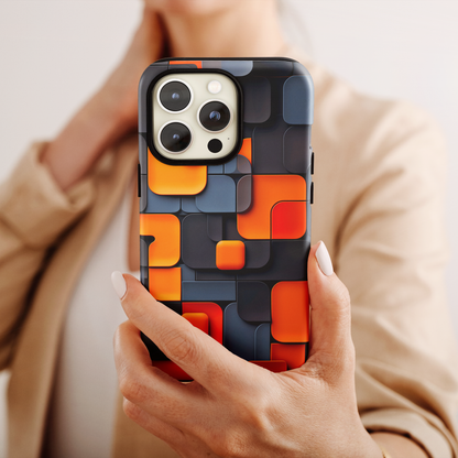 Tangerine Grid (iPhone Case 11-15)Elevate your iPhone experience with RIMA's Tough Phone Case, designed for iPhone 11 to 15 include modles pro and max. Double-layer defense and premium materials provRimaGallery