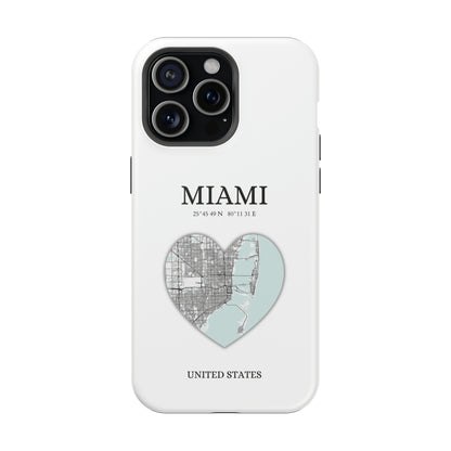 Miami Heartbeat - White (iPhone MagSafe Case)Elevate your iPhone's style with the New York Heartbeat White MagSafe Case, offering robust protection, MagSafe compatibility, and a choice of matte or glossy finishRimaGallery