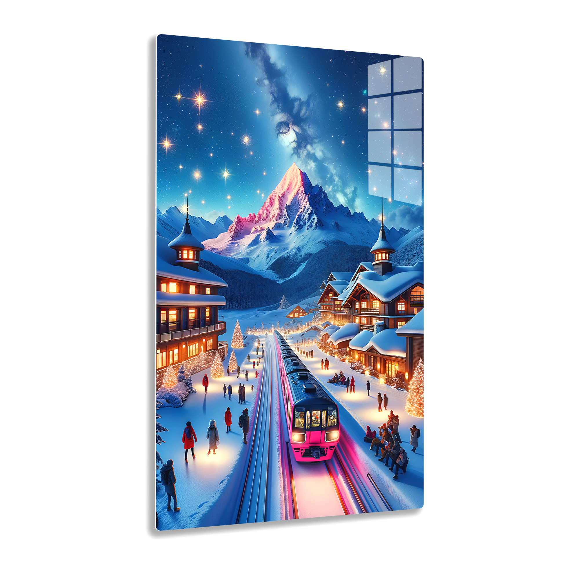 Starry Mountain Eve (Acrylic)Make a statement with Starry Mountain Eve acrylic prints. The 1⁄4" acrylic panel exudes the illusion of a smooth glass surface for vibrant artwork. Pre-installed hanRimaGallery
