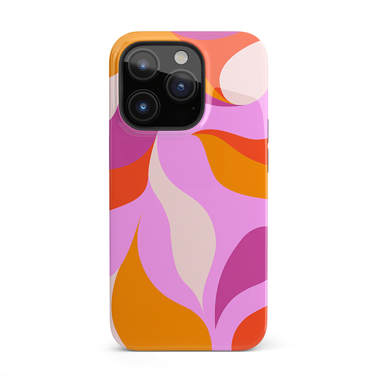 Peachy Swirls (iPhone Case 11-15)Elevate your iPhone's protection and style with RimaGallery's Peachy Swirls design in sunset shades On case, featuring dual-layer defense and a sleek, glossy finish.RimaGallery