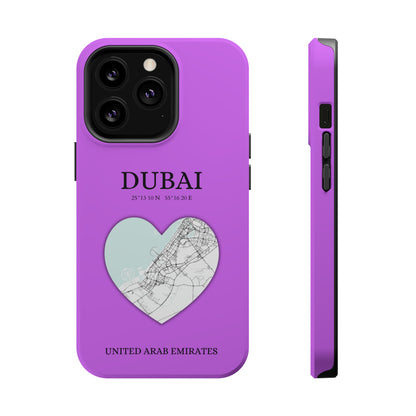 Dubai Heartbeat - Purple (iPhone MagSafe Case)Elevate your iPhone's style with the Dubai Heartbeat Purple MagSafe Case, offering robust protection, MagSafe compatibility, and a choice of matte or glossy finish. RimaGallery