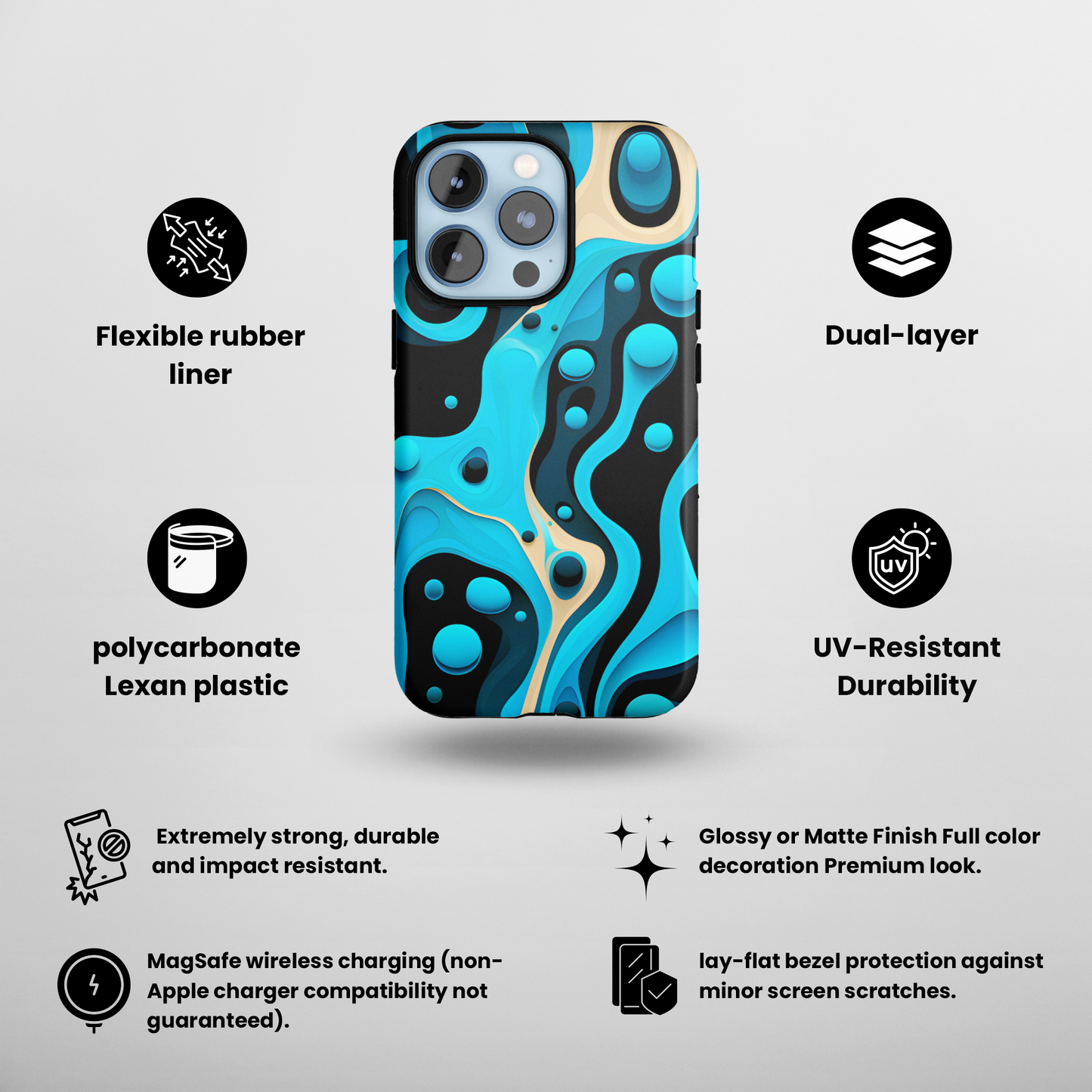 Flowing Shapes Harmony (iPhone MagSafe Case)Flowing Shapes Harmony MagSafe Durable Case: Style Meets Protection 📱✨
Upgrade your device with Rima Gallery's Flowing Shapes Harmony MagSafe Durable Case. This casRimaGallery