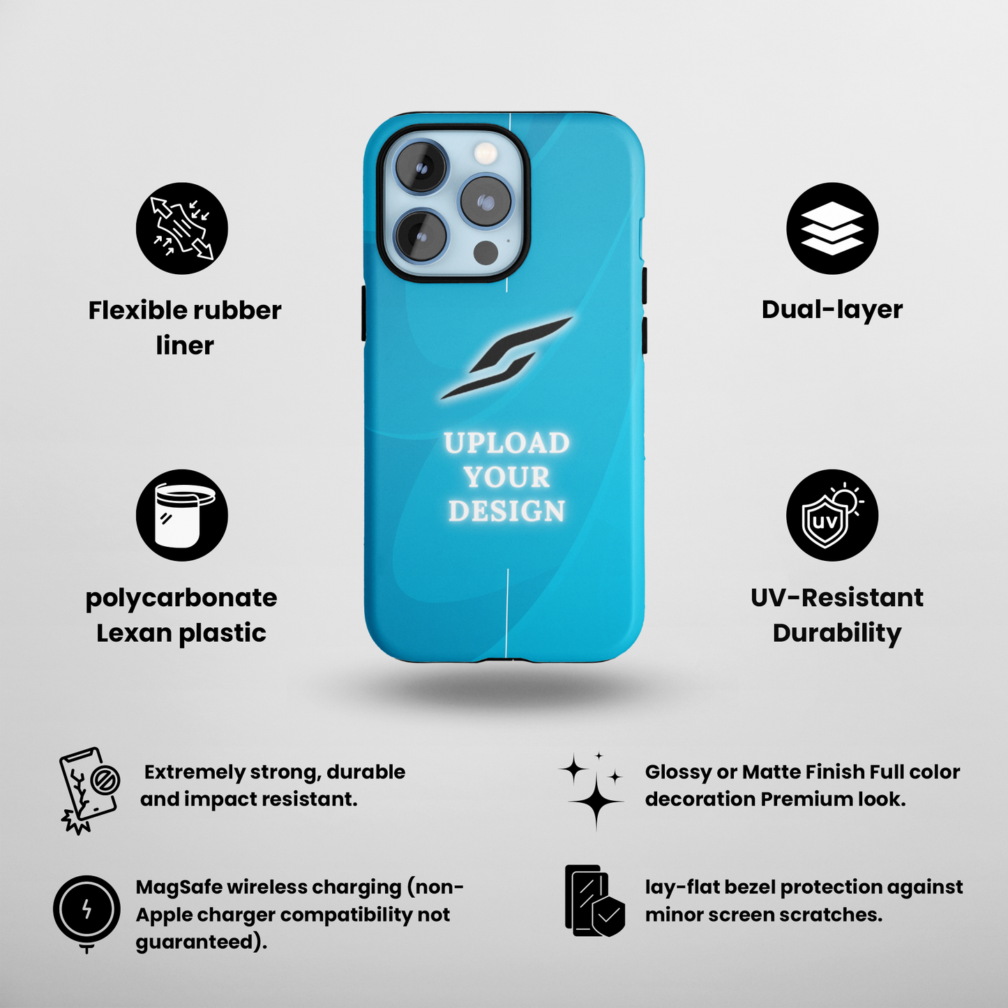 Upload Your Design - iPhone Case 11-15RIMA Tough Phone Case: Sleek &amp; Secure for iPhone 11 to 15 🌟Quick Glance:🛡️ Double Layer Defense: Tough polycarbonate shell with a soft rubber lining for ultimaRimaGallery