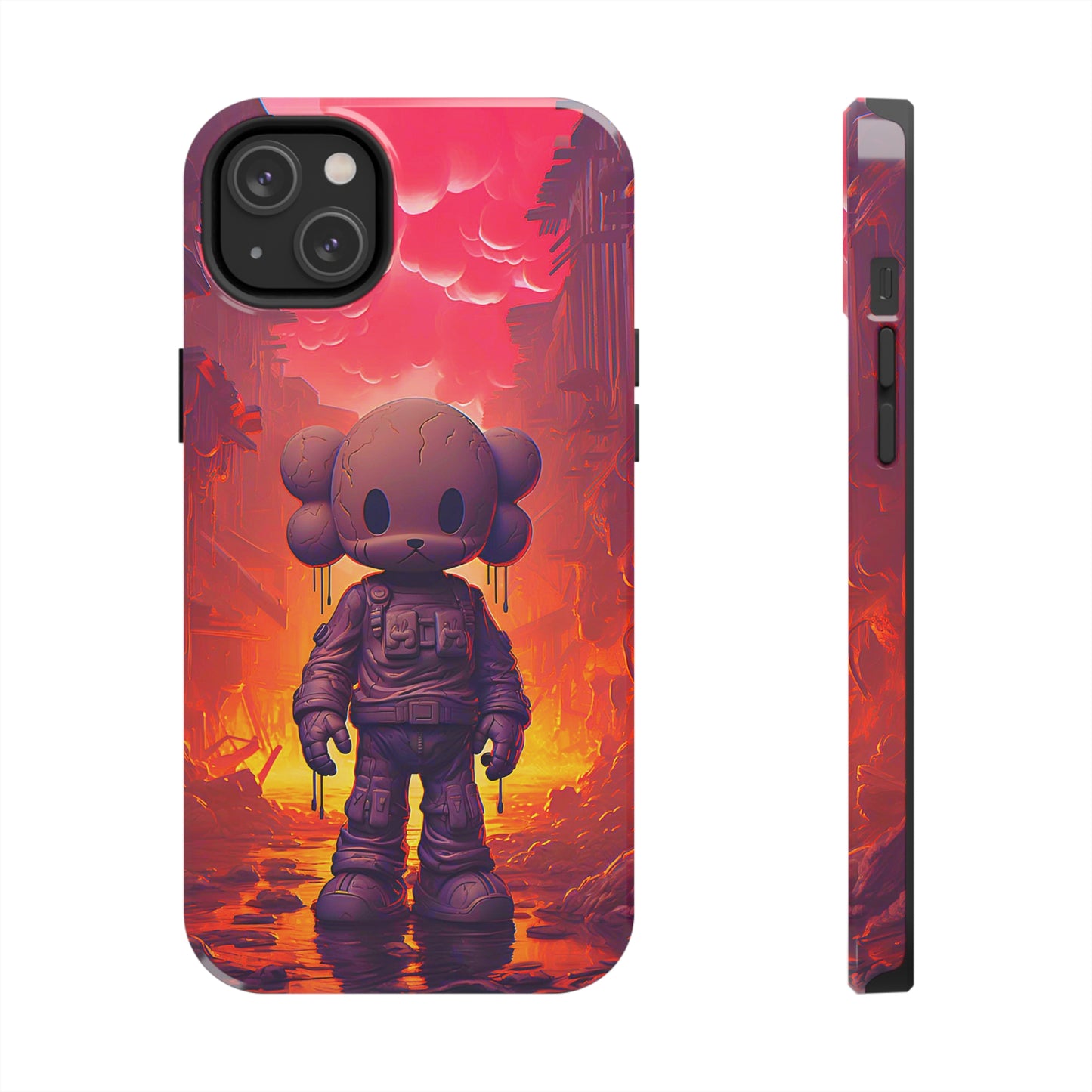 Cuddly Cohort (iPhone Case 11-15)Customize Your World with Unique Art! 🎨 This enchanting "Brave Teddy vs. Robot Apocalypse" design isn't solely for your phone. Dream of showcasing it on a poster, cRimaGallery