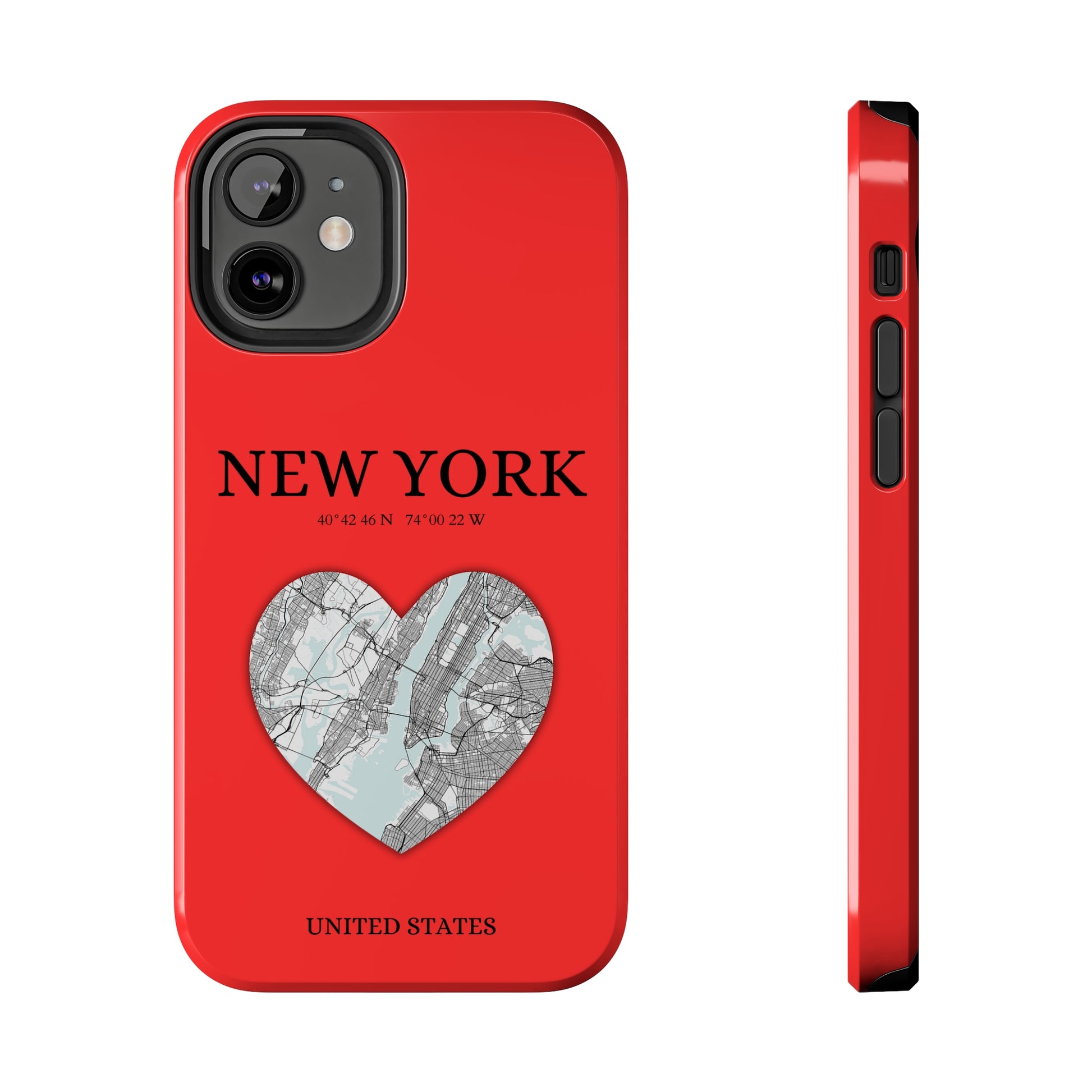 Elevate your iPhone with RimaGallery's New York Heartbeat case. Sleek design meets durability for stylish protection. Free US shipping.-York Heartbeat - Red (iPhone Case 11-15)