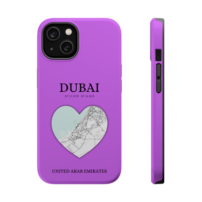 Dubai Heartbeat - Purple (iPhone MagSafe Case)Elevate your iPhone's style with the Dubai Heartbeat Purple MagSafe Case, offering robust protection, MagSafe compatibility, and a choice of matte or glossy finish. RimaGallery