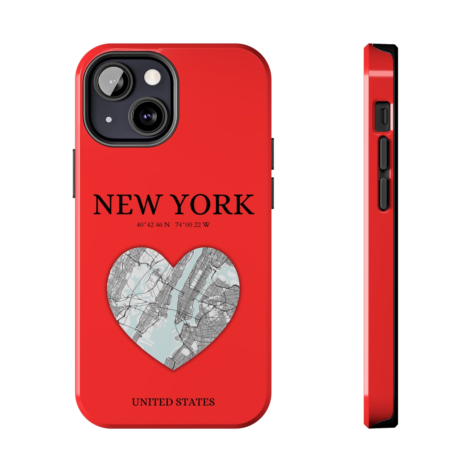 Elevate your iPhone with RimaGallery's New York Heartbeat case. Sleek design meets durability for stylish protection. Free US shipping.-York Heartbeat - Red (iPhone Case 11-15)