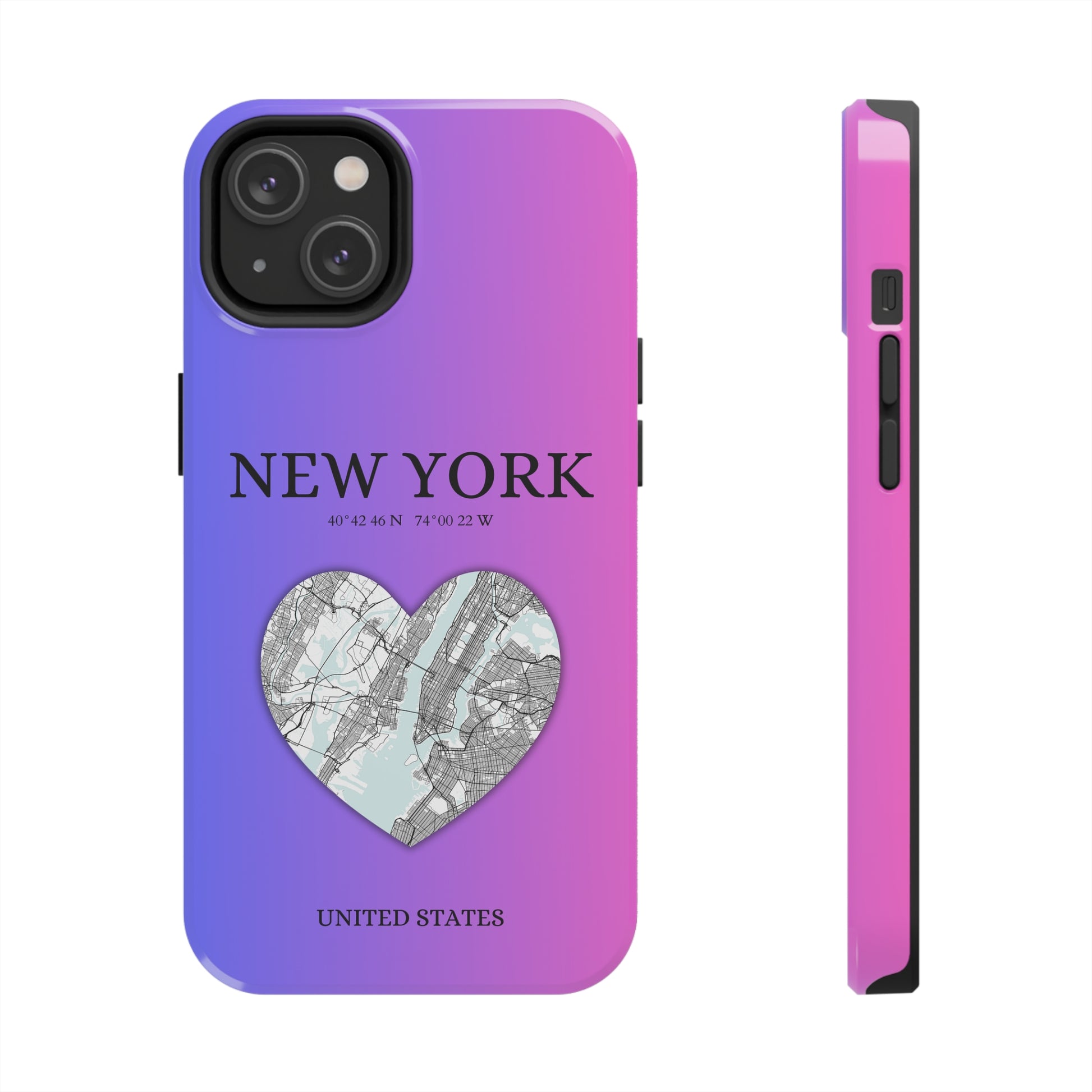 Elevate your iPhone with RimaGallery's New York Heartbeat case. Sleek design meets durability for stylish protection. Free US shipping.-York Heartbeat - Magenta (iPhone Case 11-15)
