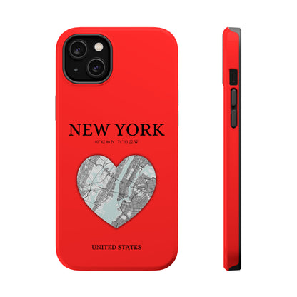 Add a touch of New York to your iPhone with the Red Heartbeat MagSafe Case, offering durable protection, seamless MagSafe compatibility, and a choice between matte o-York Heartbeat - Red (iPhone MagSafe Case)