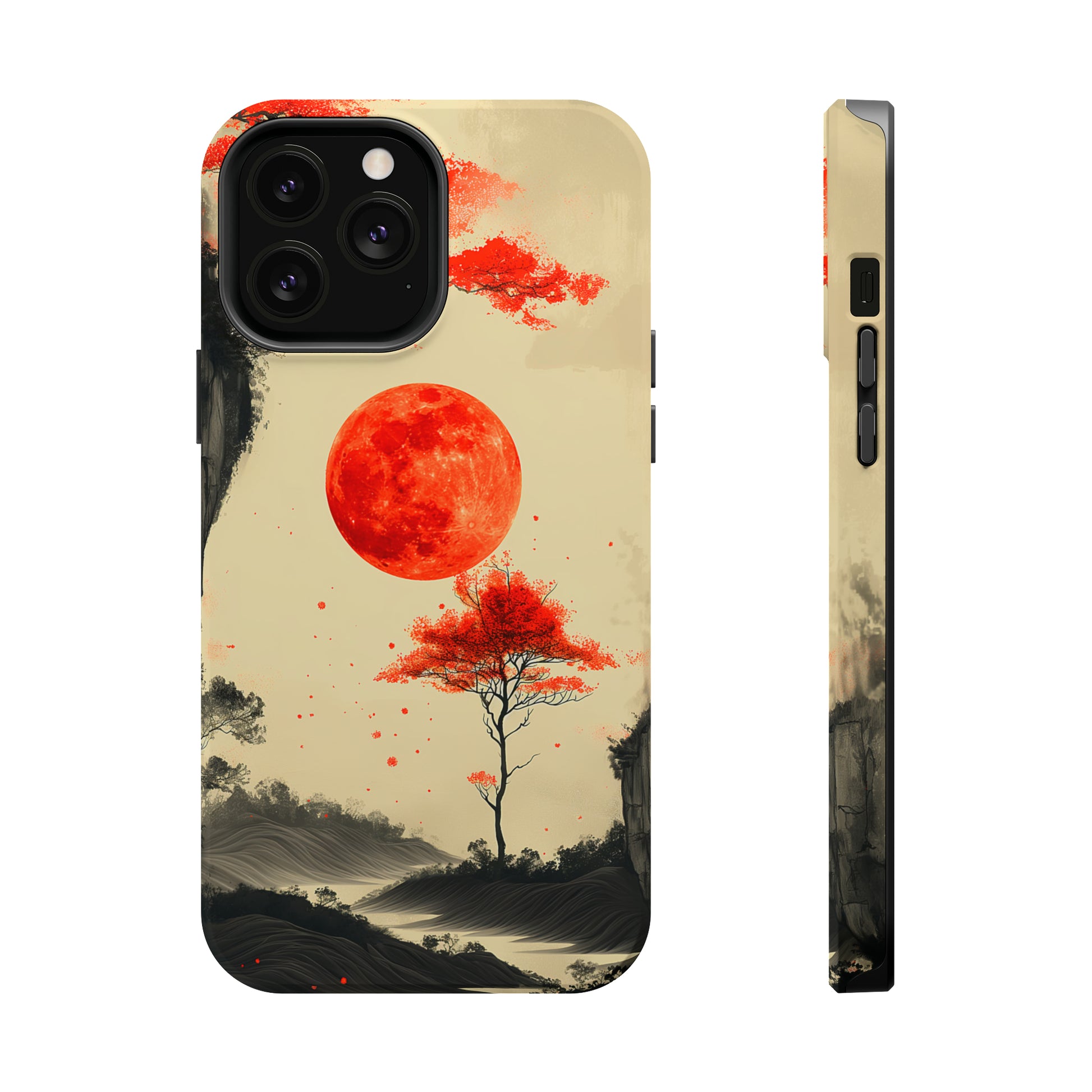 Scarlet Moonrise (iPhone MagSafe Case)Elevate your iPhone's style with Artistic scenery with red trees and large moon MagSafe Case, offering robust protection, MagSafe compatibility, and a choice of mattRimaGallery