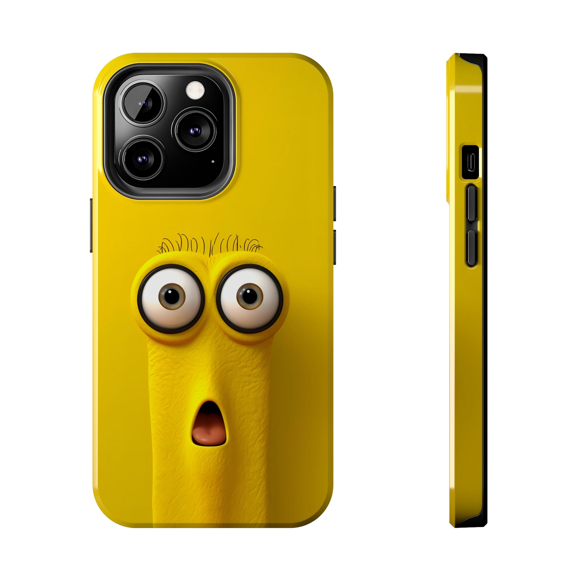 Sunny Daze Yellow Face (iPhone Case 11-15)Splash of Sunshine ☀️📱: Elevate the aesthetics of your device with our "Sunny Daze" phone case! Featuring an irresistibly cute yellow face with magnified eyes, set RimaGallery