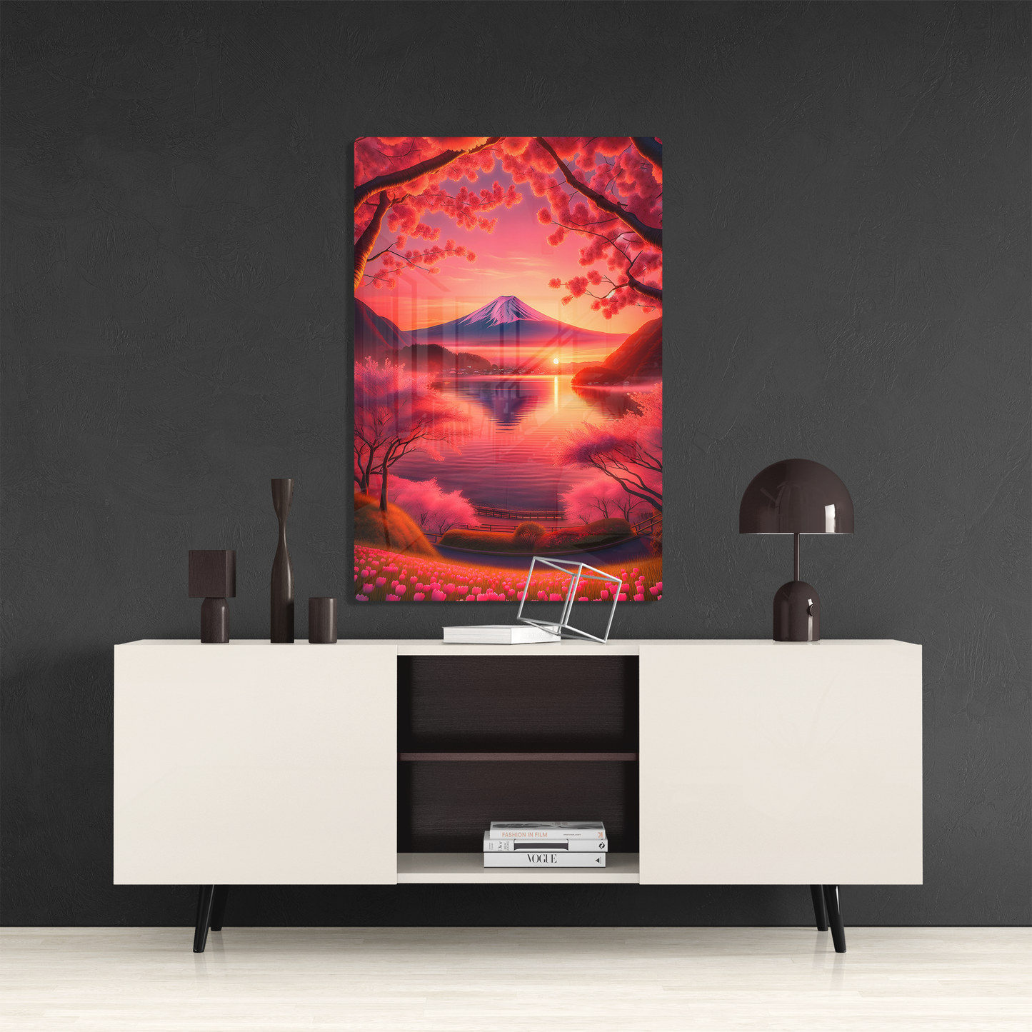 Crimson Fuji Dawn (Acrylic)Make a design statement with Crimson Fuji Dawn acrylic prints from RimaGallery. The sleek 1⁄4" acrylic material creates a glass-like illusion for your wall art. PrinRimaGallery