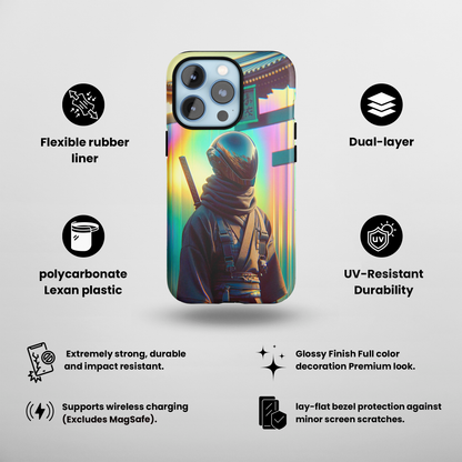 Samurai Synthwave (iPhone Case 11-15)Upgrade Your iPhone with RIMA's Tough Case: Combining sleek style and unmatched protection for iPhone 11-15 models. Durable, fashionable, and eco-friendly. Shop now RimaGallery