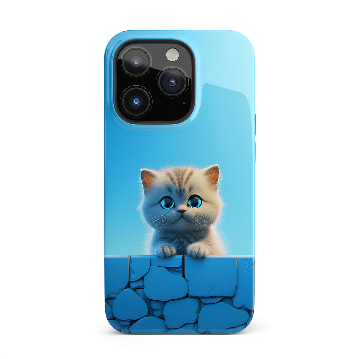 Cute Cat in Blue Sky (iPhone Case 11-15)