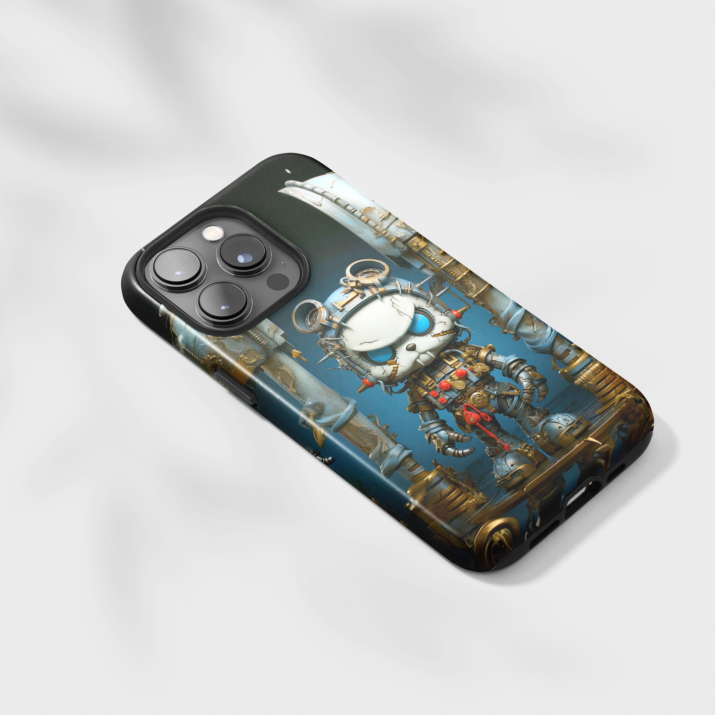 Steampunk Sentry (iPhone Case 11-15)RIMA Tough Phone Case: Unmatched Style &amp; Protection for iPhone 11, 12, 13, 14, &amp; 15 🛡️📱
Product Description:
Discover the RIMA Tough Phone Case, exclusivelRimaGallery