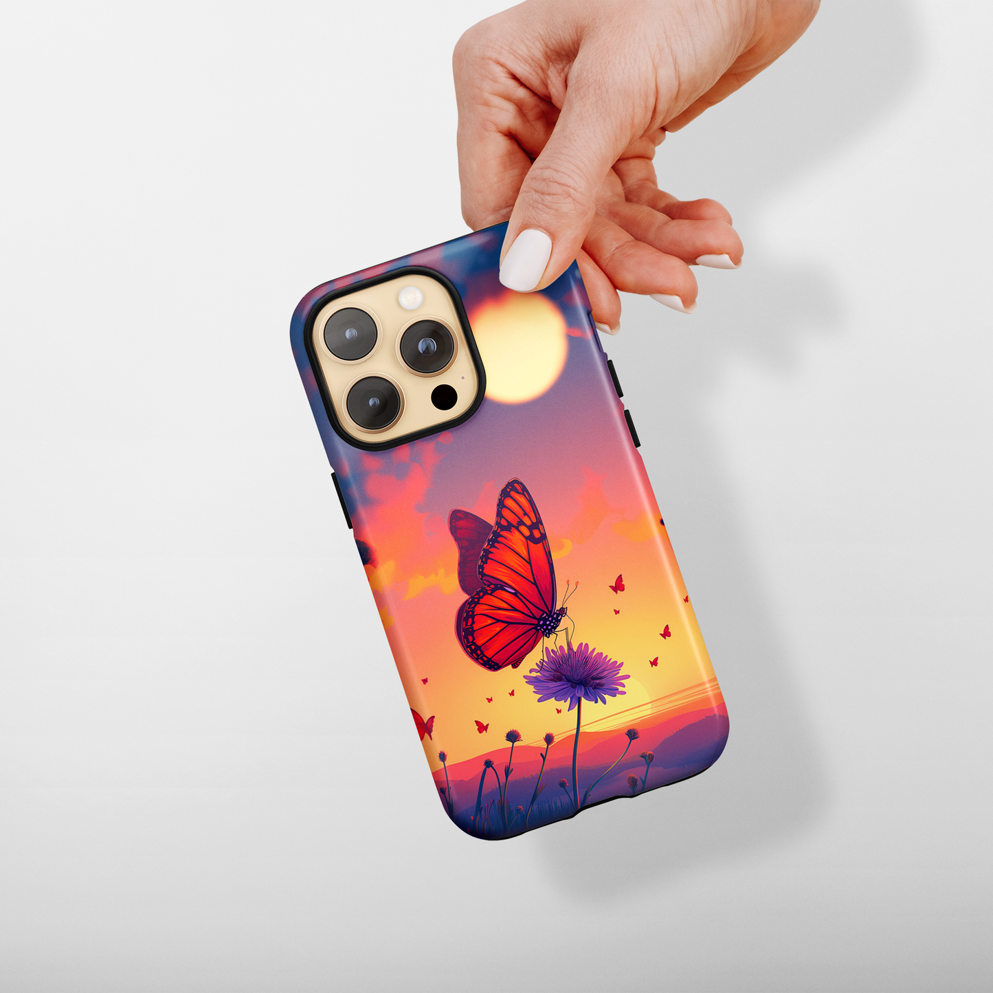 Glowing Flight (iPhone Case 11-15)Discover the perfect balance of style and safety with RIMA's Tough Phone Case for iPhone 11, 12, 13, 14, &amp; 15. Enjoy enhanced protection with a stylish glossy fiRimaGallery
