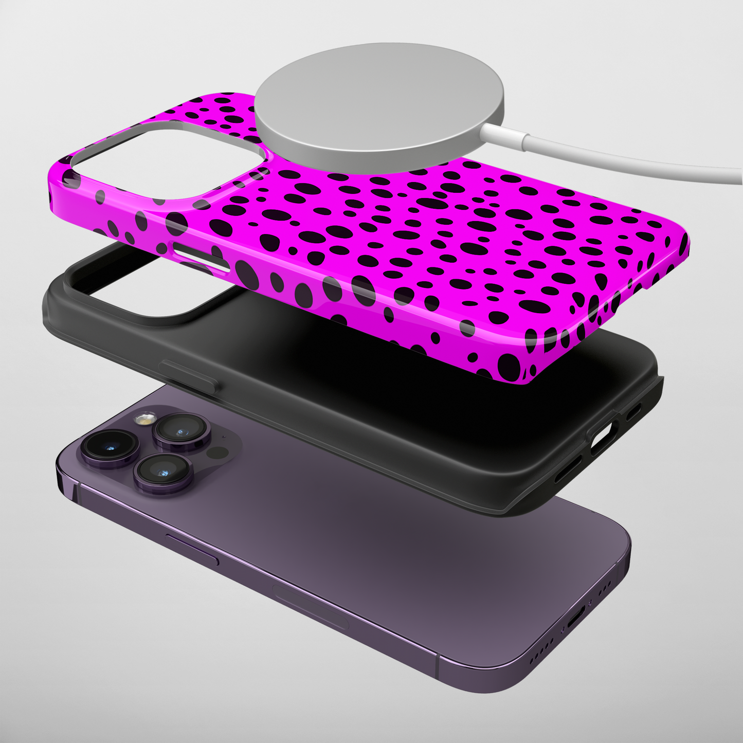 Dotted Delight - Purple (iPhone MagSafe Case)Elevate your iPhone's style with a Purple surface with scattered dark dots and a MagSafe Case, offering robust protection, MagSafe compatibility, and a choice of matRimaGallery