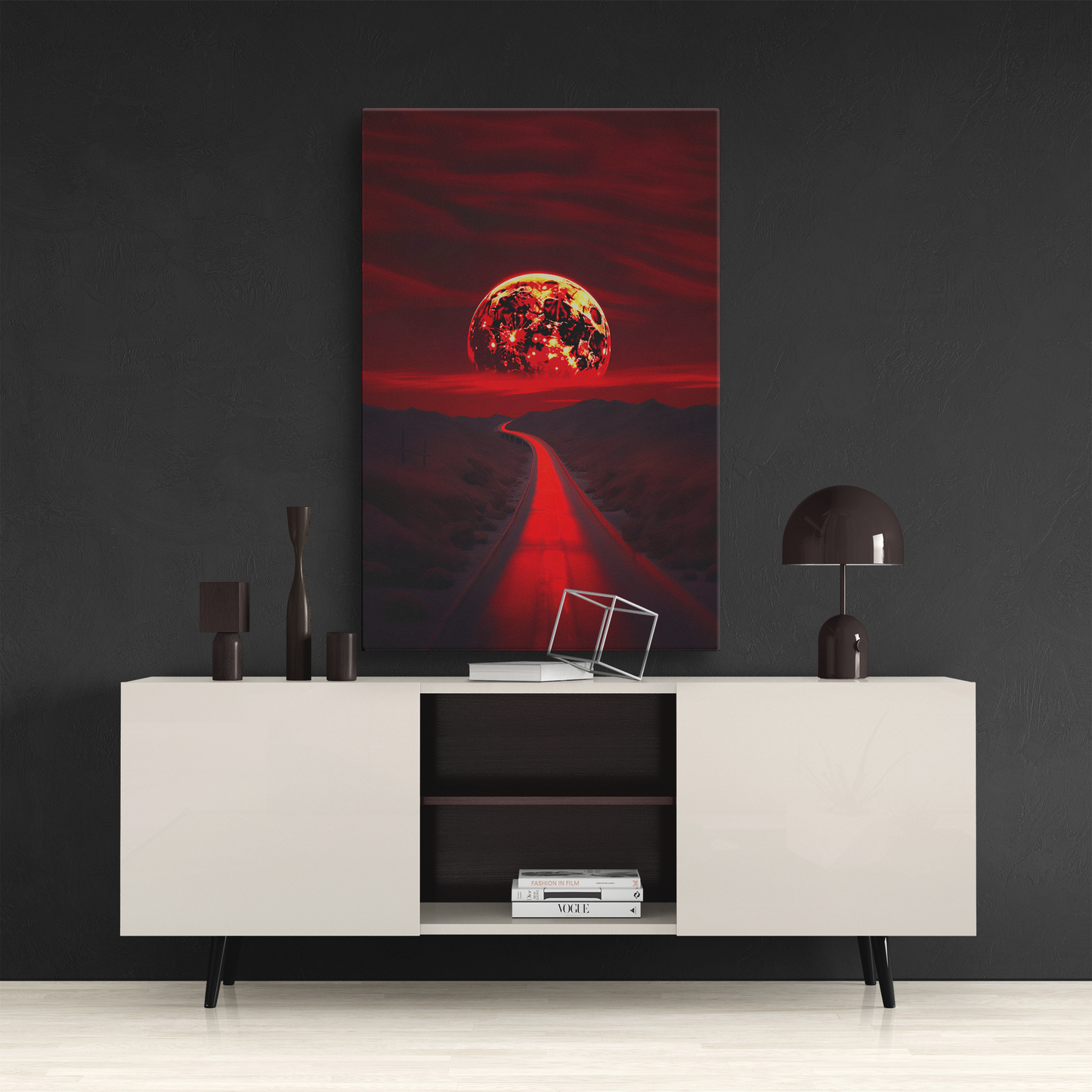 Crimson Eclipse (Canvas)The Great Catsby (Canvas  Matte finish, stretched, with a depth of 1.25 inches) Elevate your décor with RimaGallery’s responsibly made art canvases. Our eco-friendlyRimaGallery