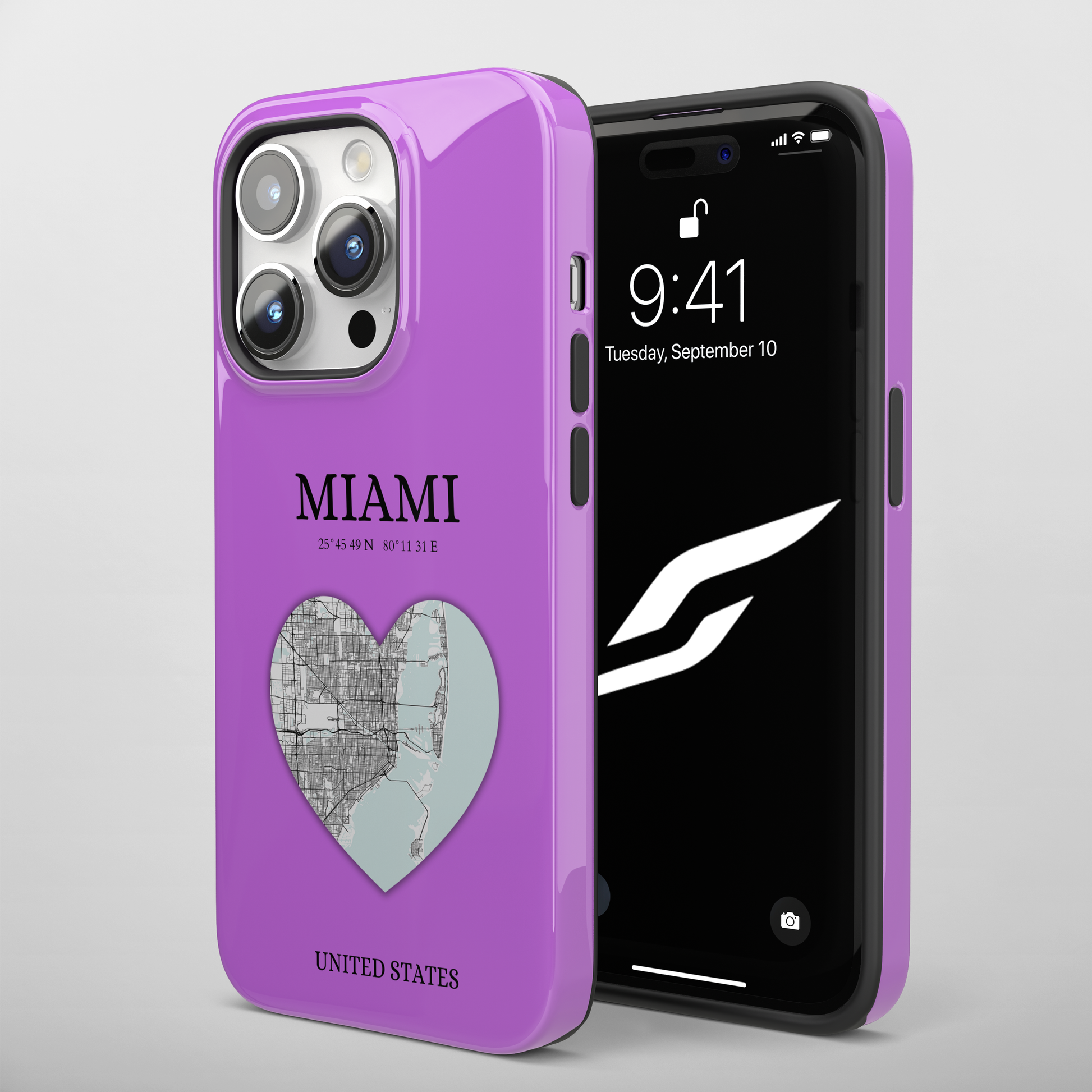 Miami Heartbeat - Purple (iPhone Case 11-15)Capture the essence of MIAMI with RimaGallery's Heartbeat Purple iPhone case, blending durable protection and unique design. Perfect for iPhone 11-15 models. Free shRimaGallery