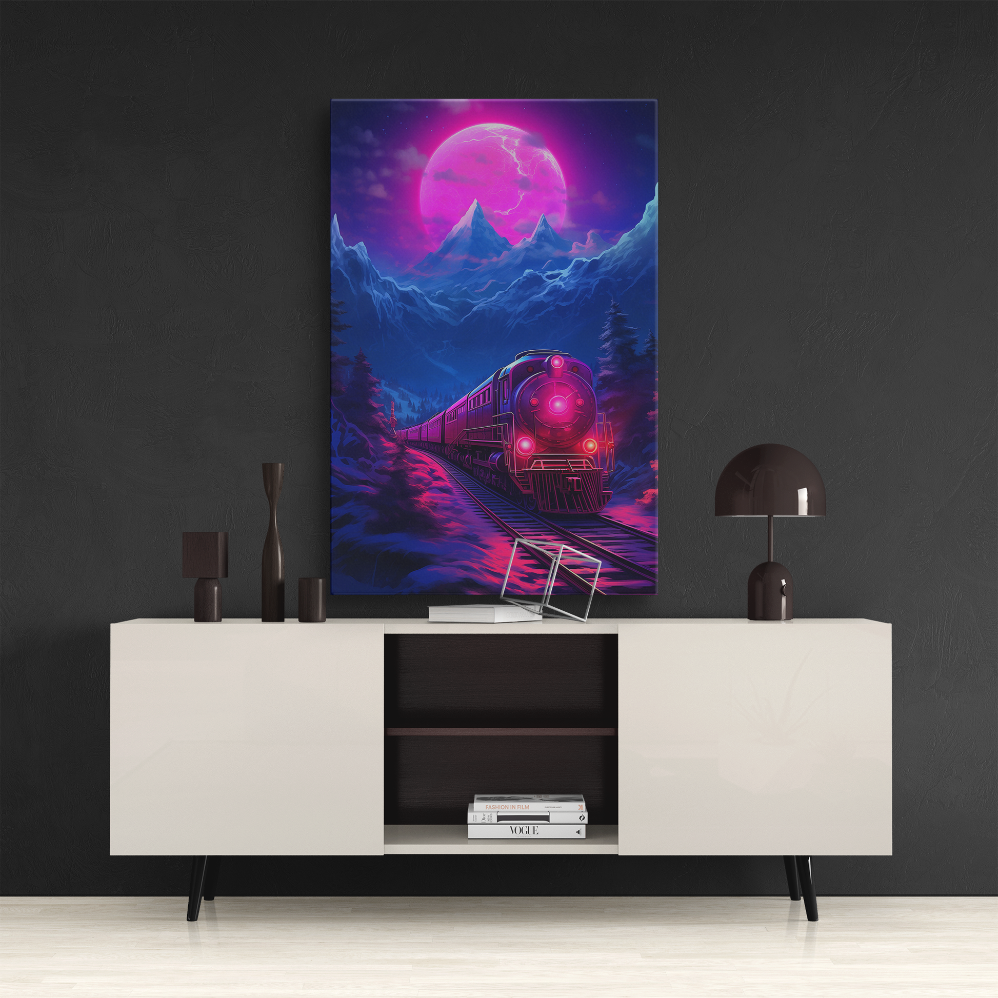 Lunar Express (Canvas)Lunar Express snow train(Canvas  Matte finish, stretched, with a depth of 1.25 inches) Elevate your décor with RimaGallery’s responsibly made art canvases. Our eco-fRimaGallery