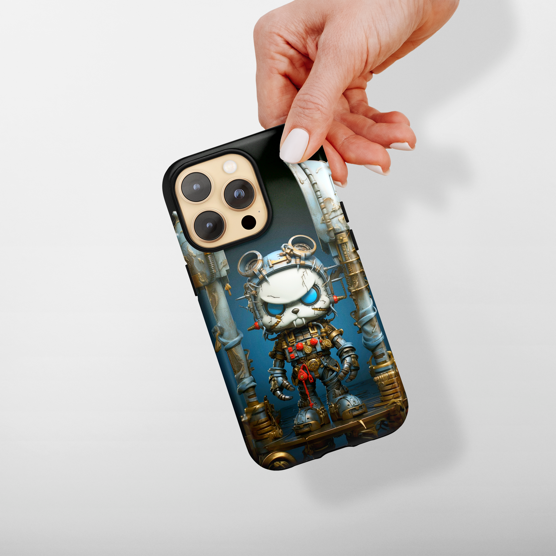 Steampunk Sentry (iPhone Case 11-15)RIMA Tough Phone Case: Unmatched Style &amp; Protection for iPhone 11, 12, 13, 14, &amp; 15 🛡️📱
Product Description:
Discover the RIMA Tough Phone Case, exclusivelRimaGallery