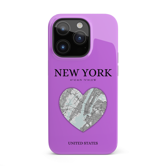 New York Heartbeat - Purple (iPhone Case 11-15)