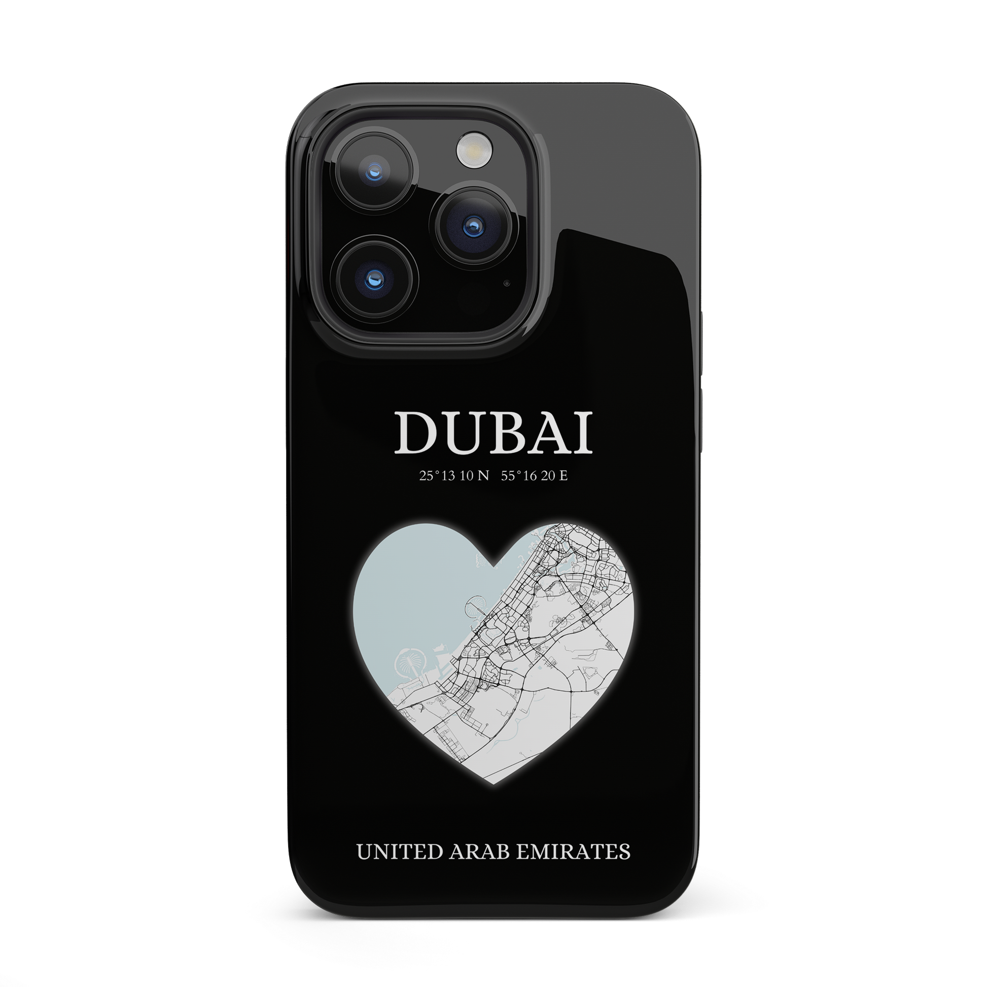 Dubai Heartbeat - Black (iPhone Case 11-15)Elevate your iPhone with RimaGallery's Dubai York Heartbeat case. Sleek design meets durability for stylish protection. Free US shipping.RimaGallery