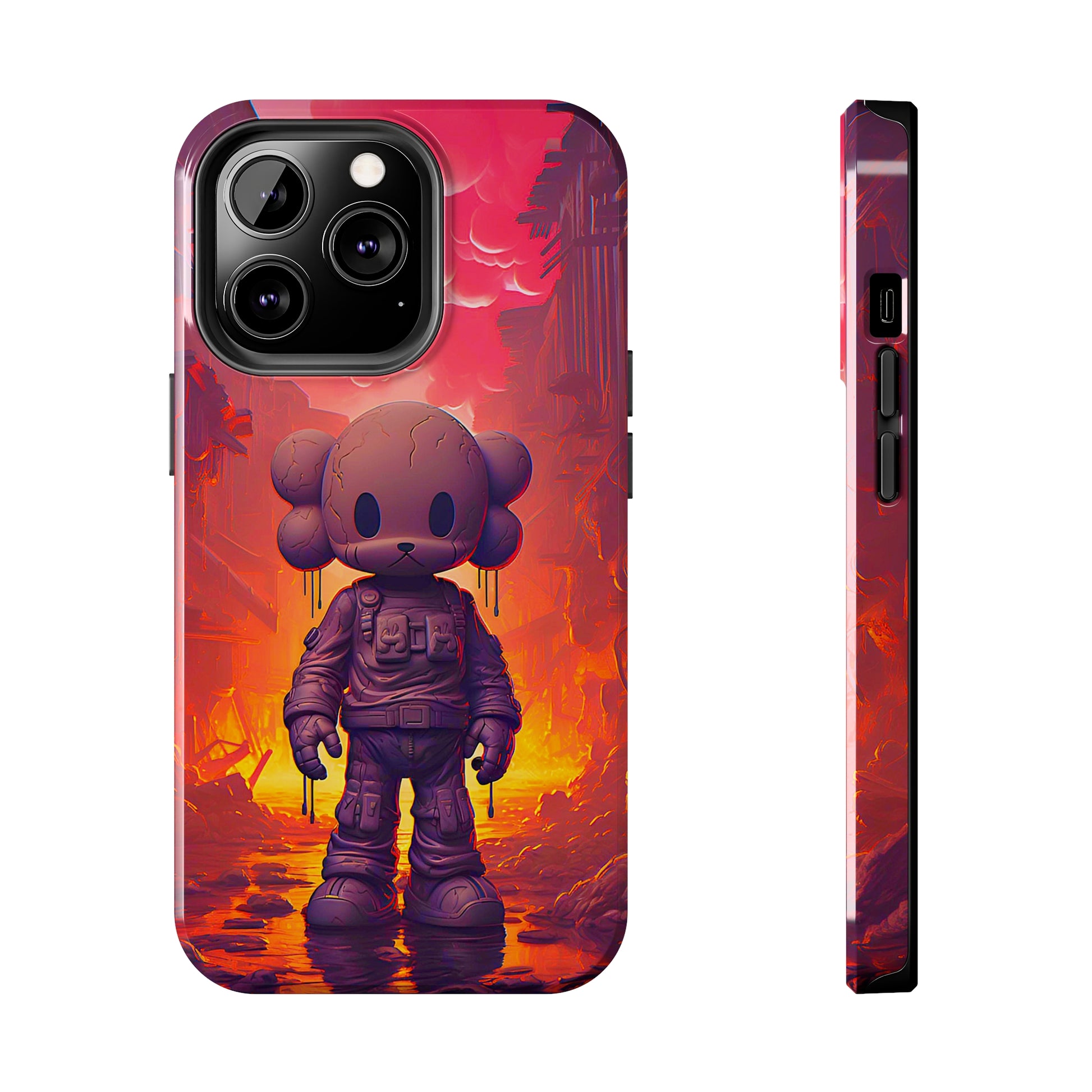 Cuddly Cohort (iPhone Case 11-15)Customize Your World with Unique Art! 🎨 This enchanting "Brave Teddy vs. Robot Apocalypse" design isn't solely for your phone. Dream of showcasing it on a poster, cRimaGallery