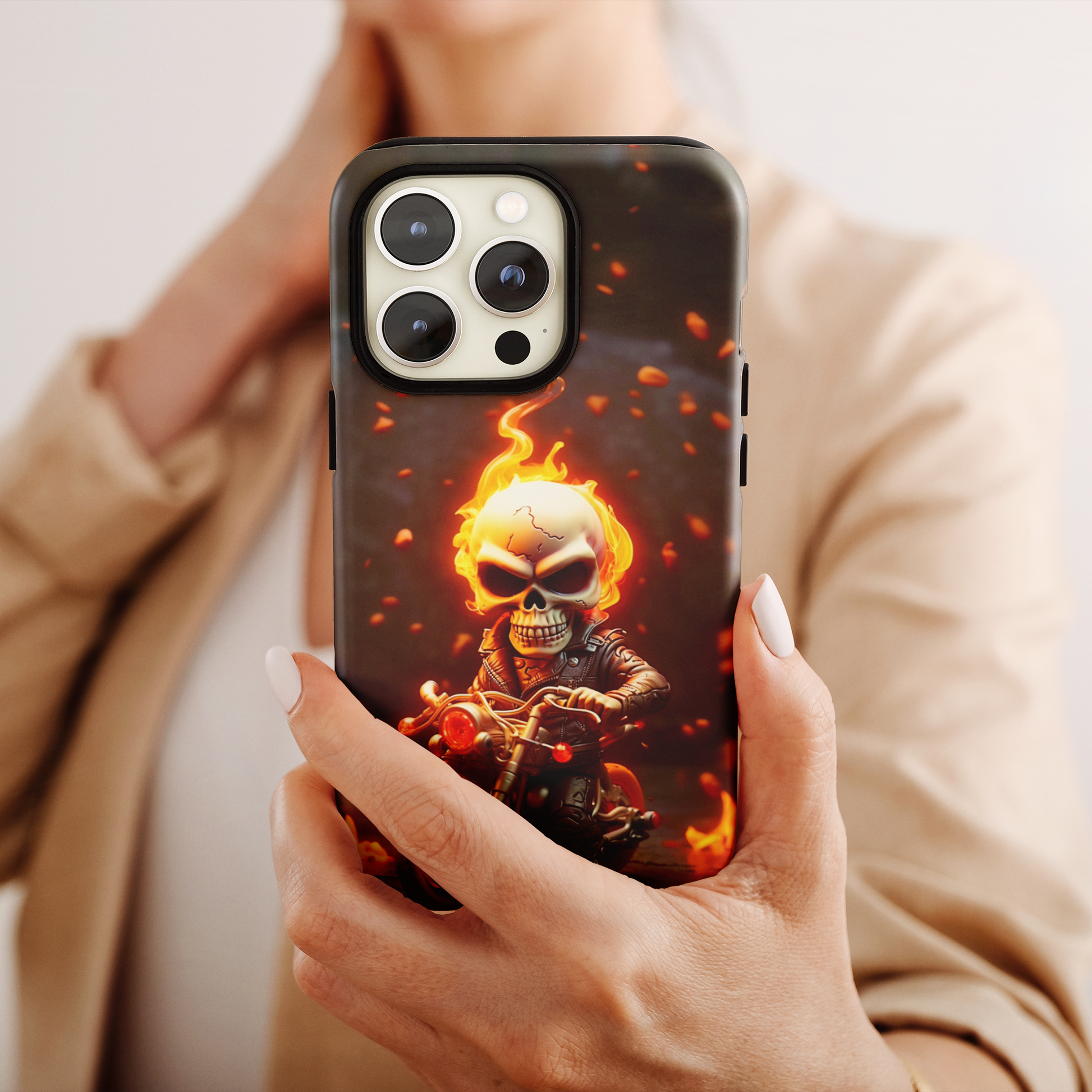 Tiny Skull Biker (iPhone MagSafe Case)Tiny Skull Biker MagSafe Durable Case: Style Meets Protection 📱✨
Upgrade your device with Rima Gallery's Tiny Skull Biker MagSafe Durable Case. This case isn’t justRimaGallery