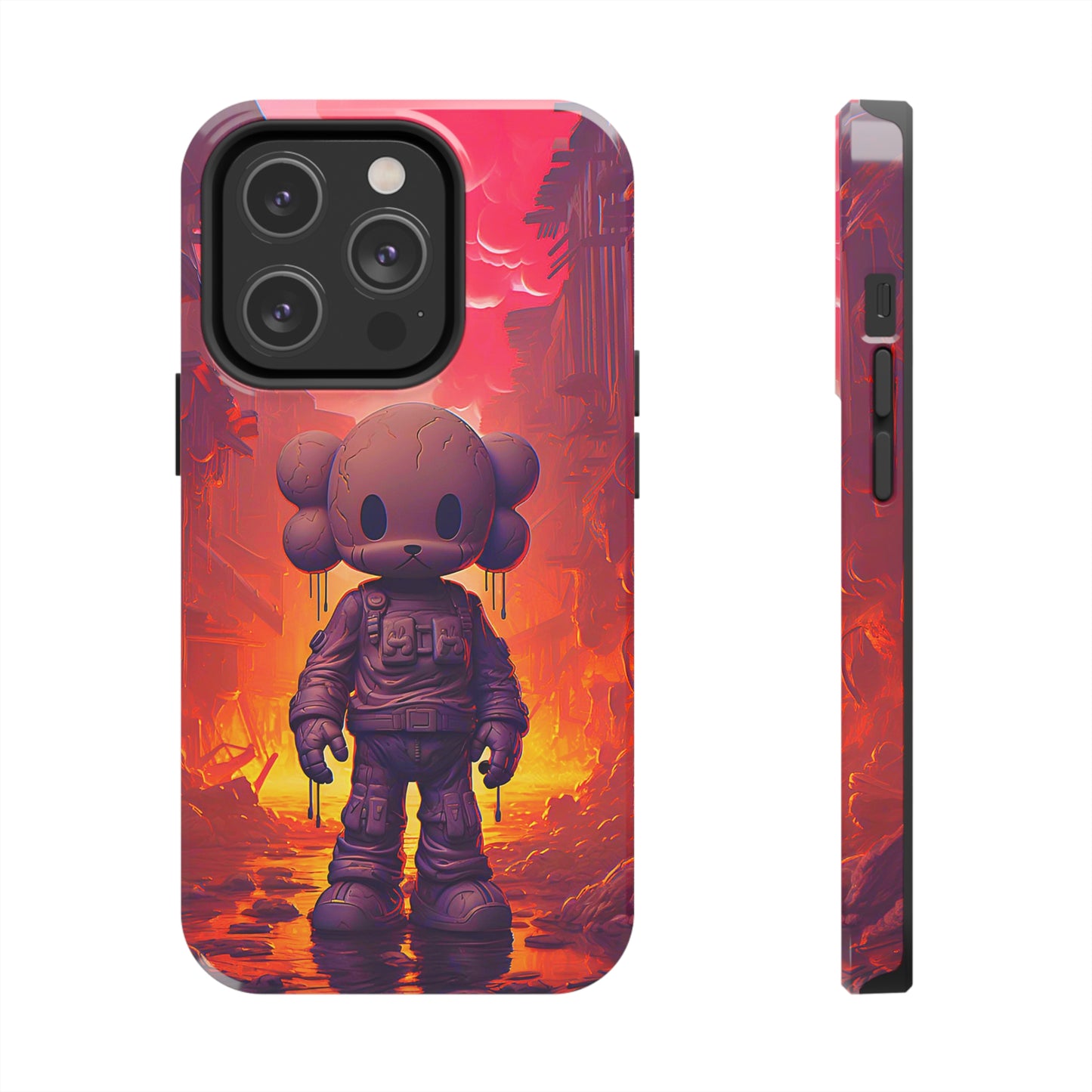 Cuddly Cohort (iPhone Case 11-15)Customize Your World with Unique Art! 🎨 This enchanting "Brave Teddy vs. Robot Apocalypse" design isn't solely for your phone. Dream of showcasing it on a poster, cRimaGallery