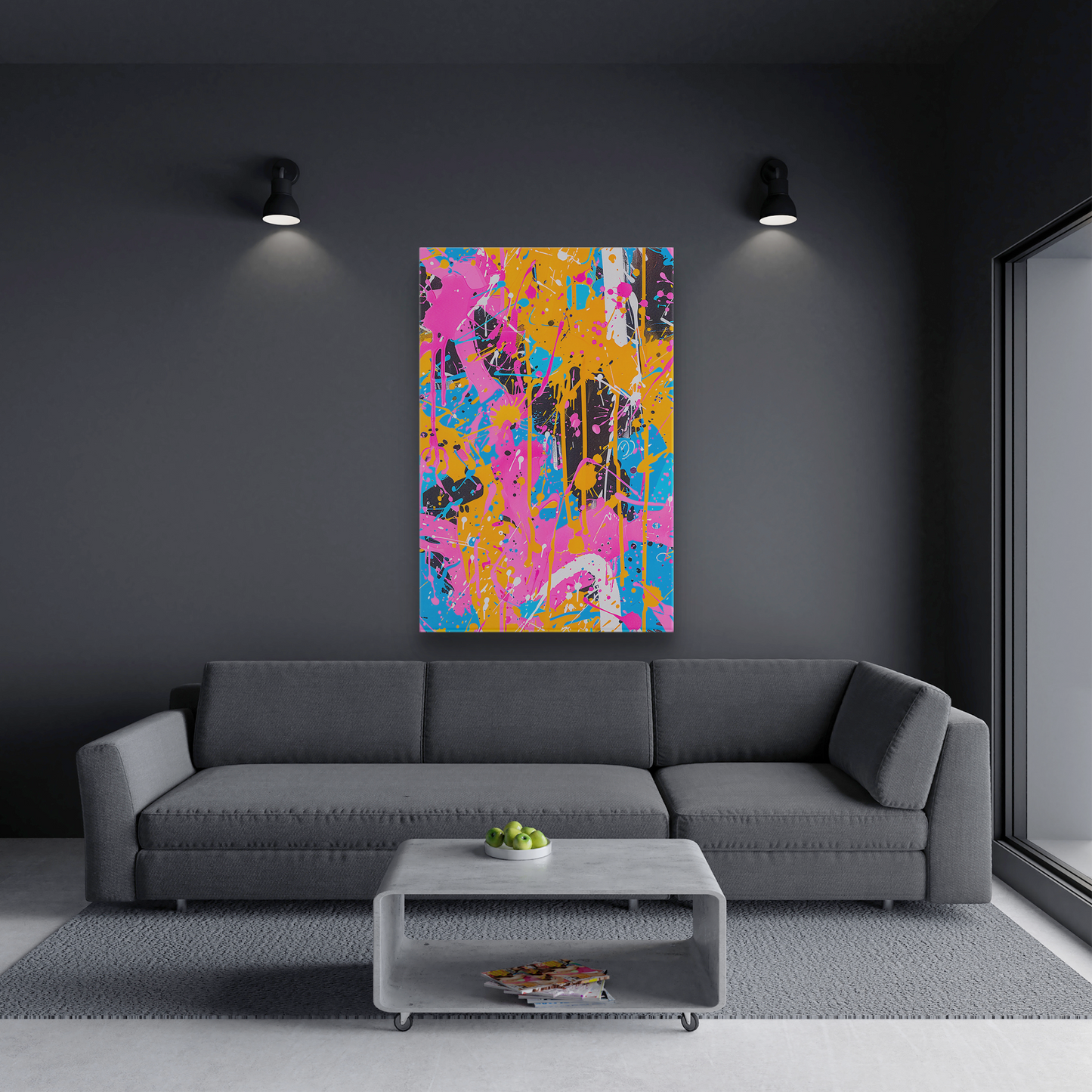 Vibrant Abstract Expressionism: Bold, Energetic Color Splashes (Canvas)